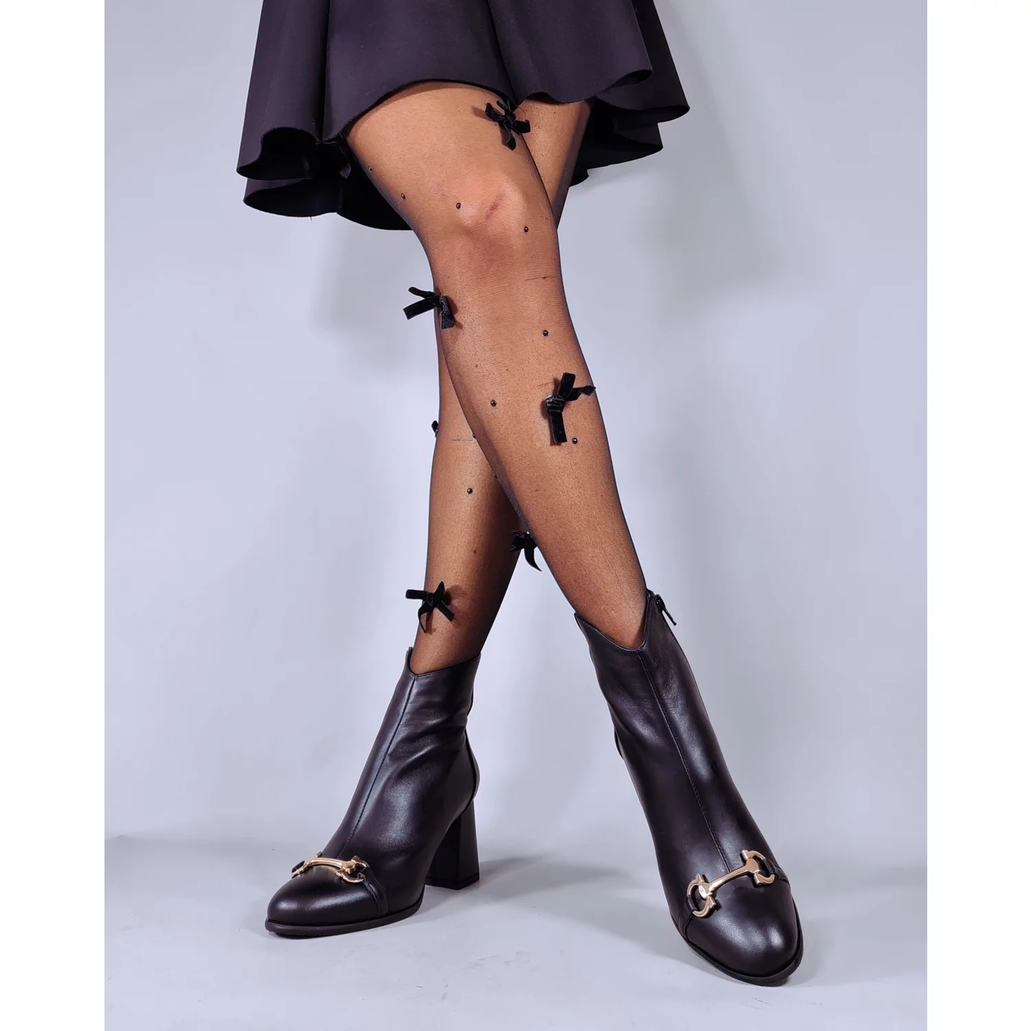 Ghete Piele Naturala Negre Lizy