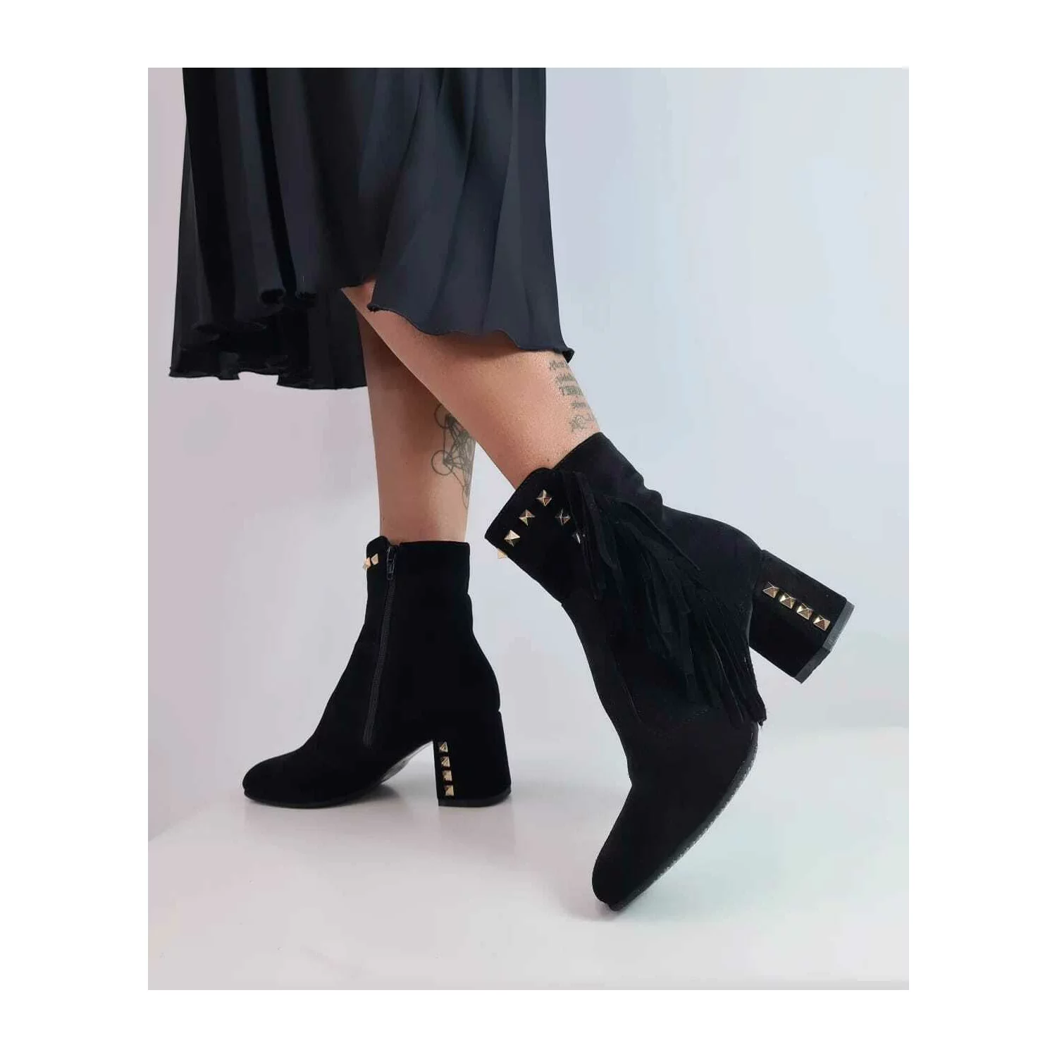 Ghete Piele Naturala neagra Hanna