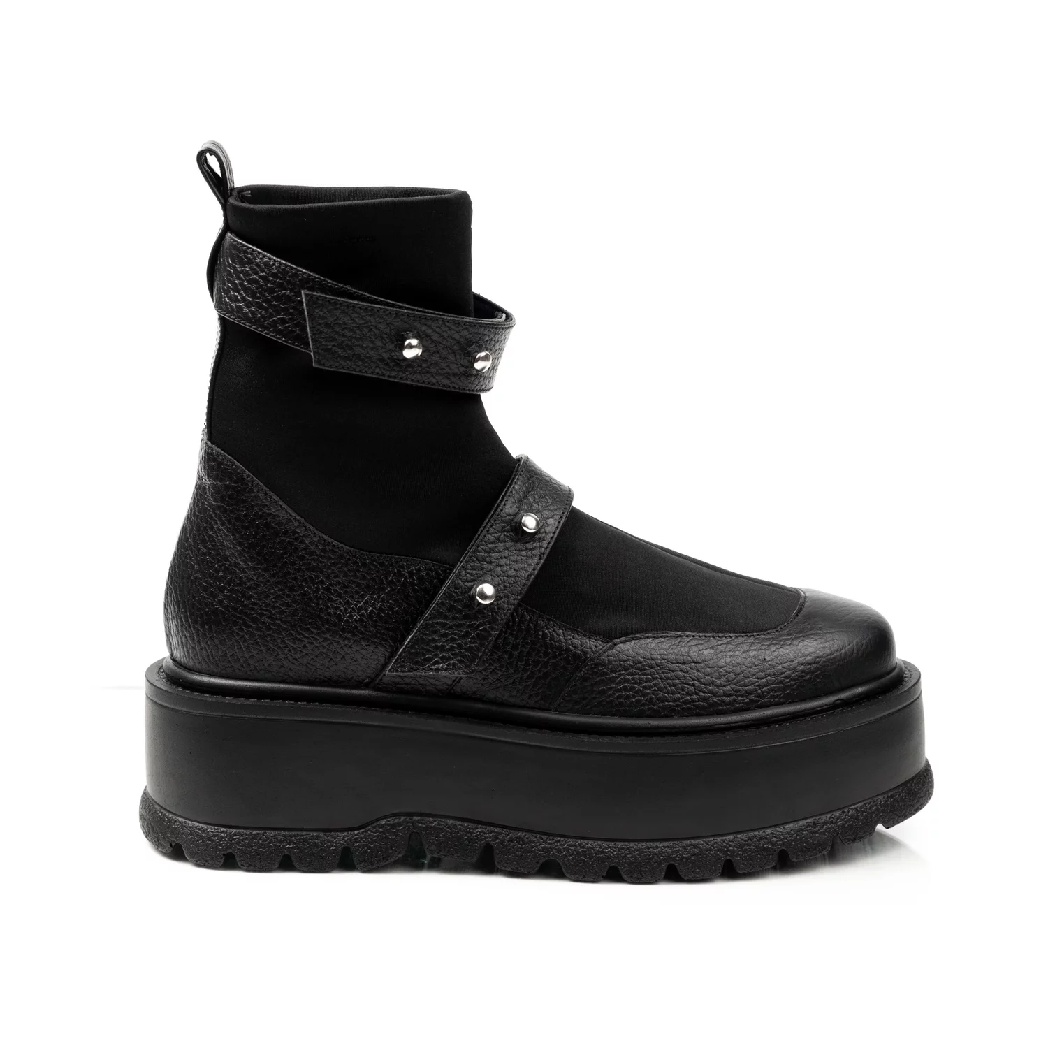 Ghete din piele naturala neagra si neopren negru  Argo