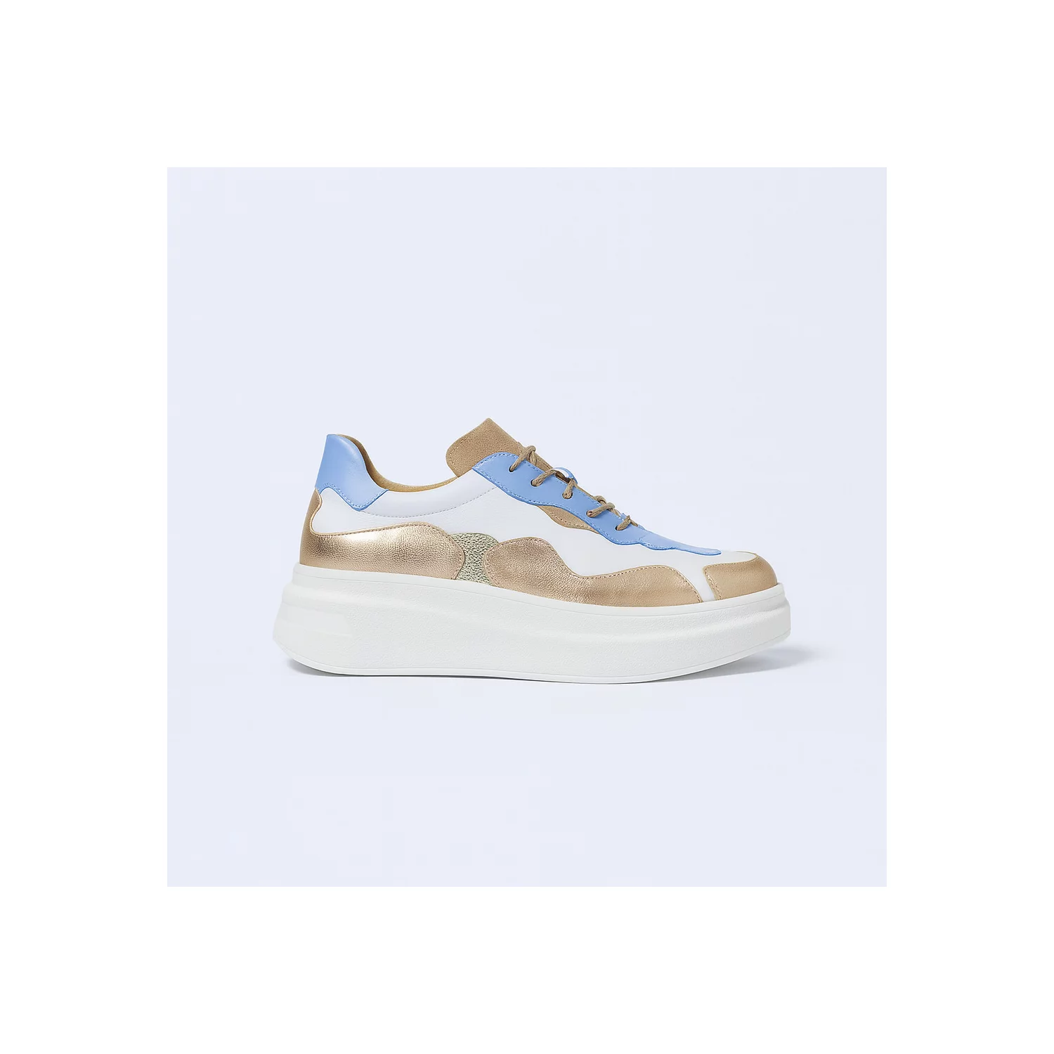 Pantofi casual Piele Naturala albi cu bej Sindy 2