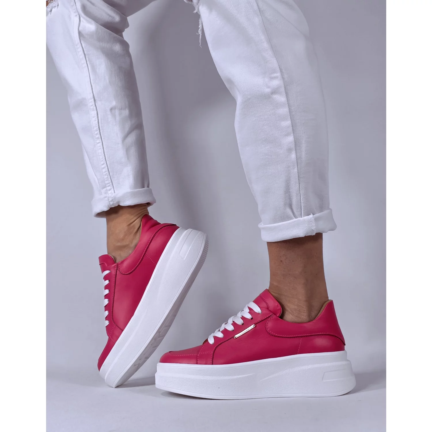 Pantofi casual Piele Naturala Fuxia Barni