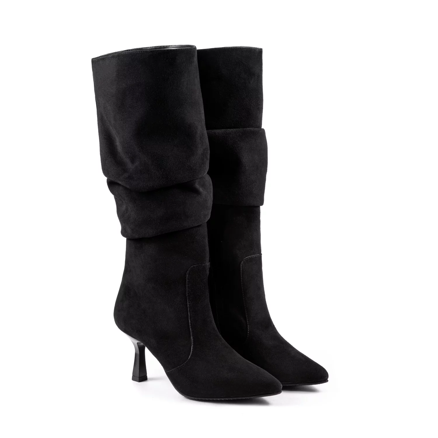 Cizme fronsate Piele Naturala neagra Alana