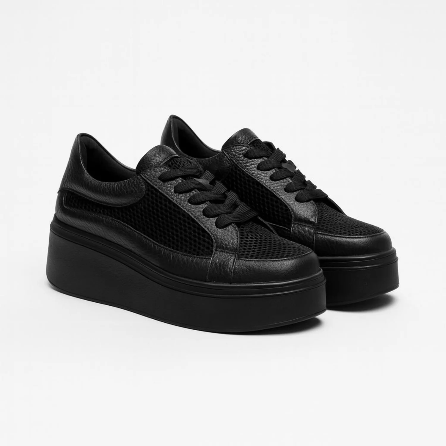 Pantofi casual Piele Naturala Negri cu textil broderie Dami