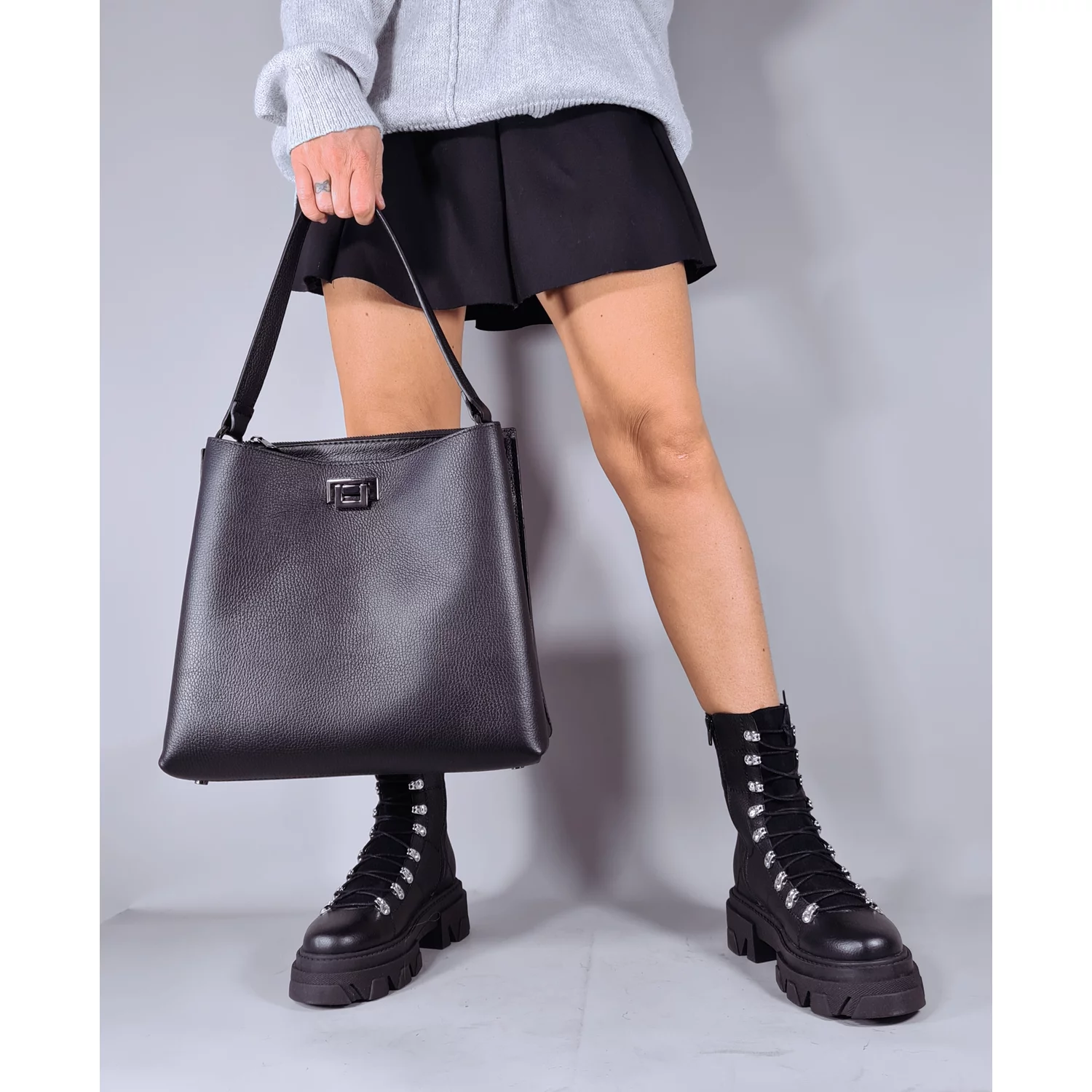 Geanta dama Piele Naturala Neagra Anais