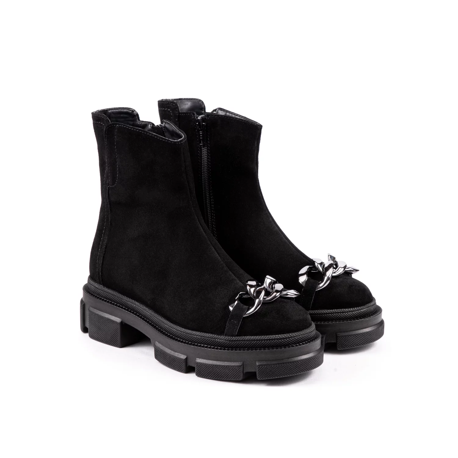 Ghete Piele Naturala  velur negru Preston