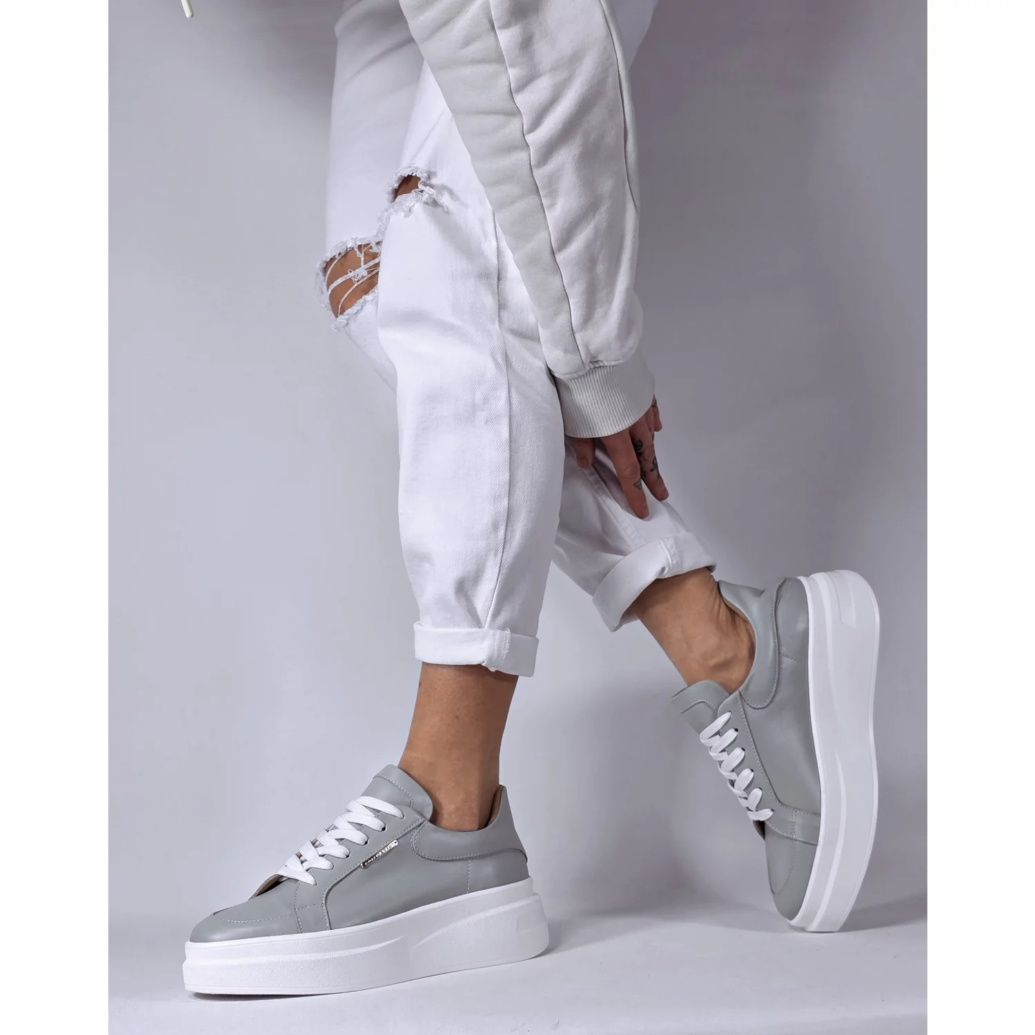 Pantofi casual Piele Naturala Verde ou rata Barni