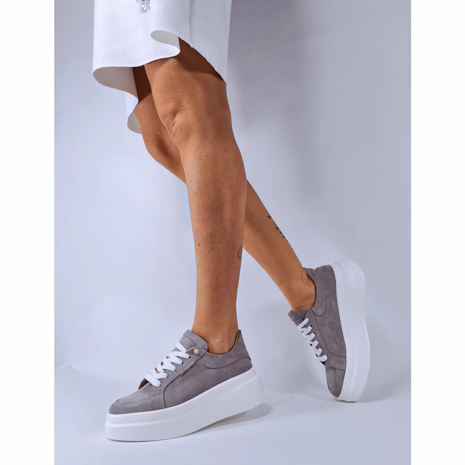 Pantofi casual Piele Naturala Gri Barni