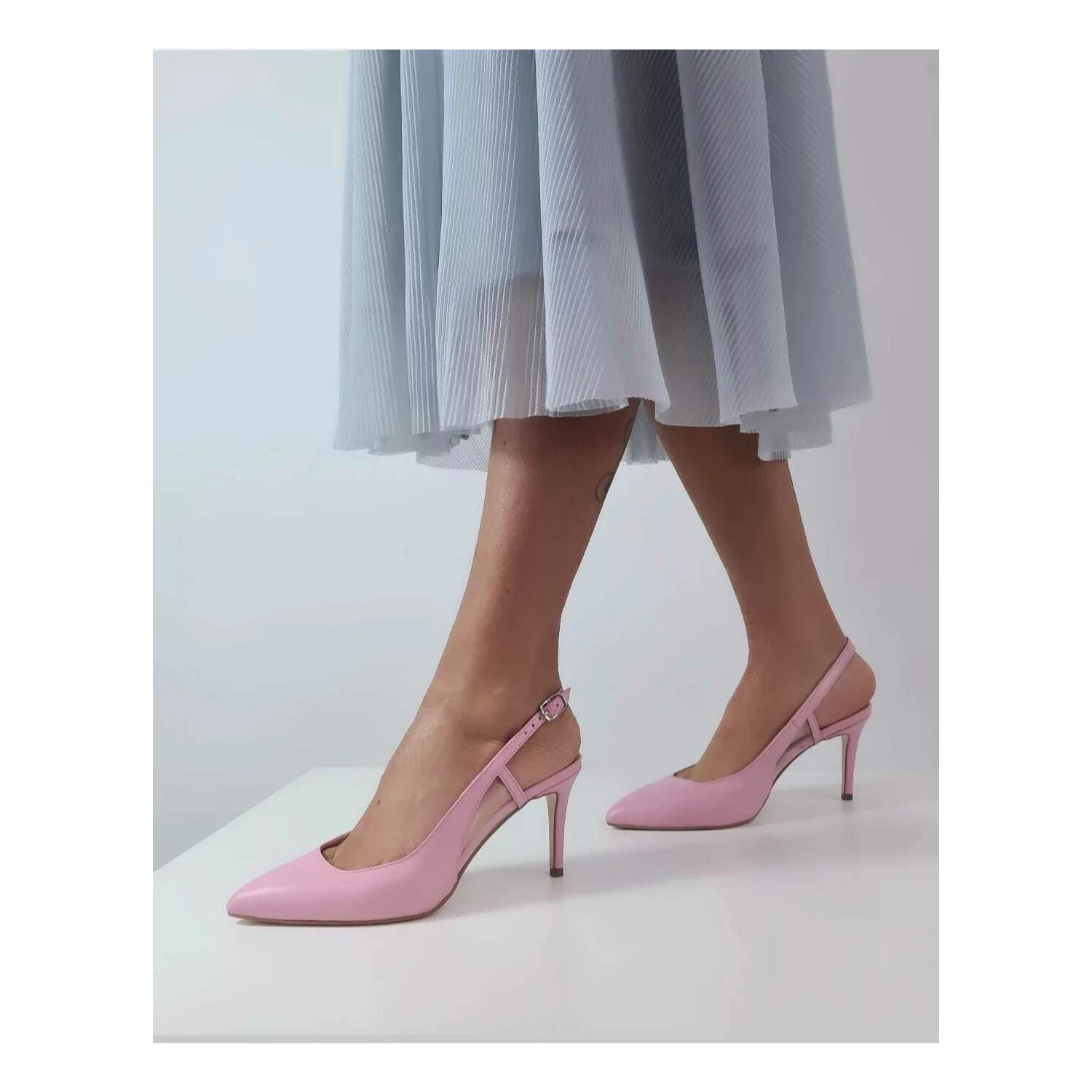 Pantofi stiletto Piele Naturala roz Sandy