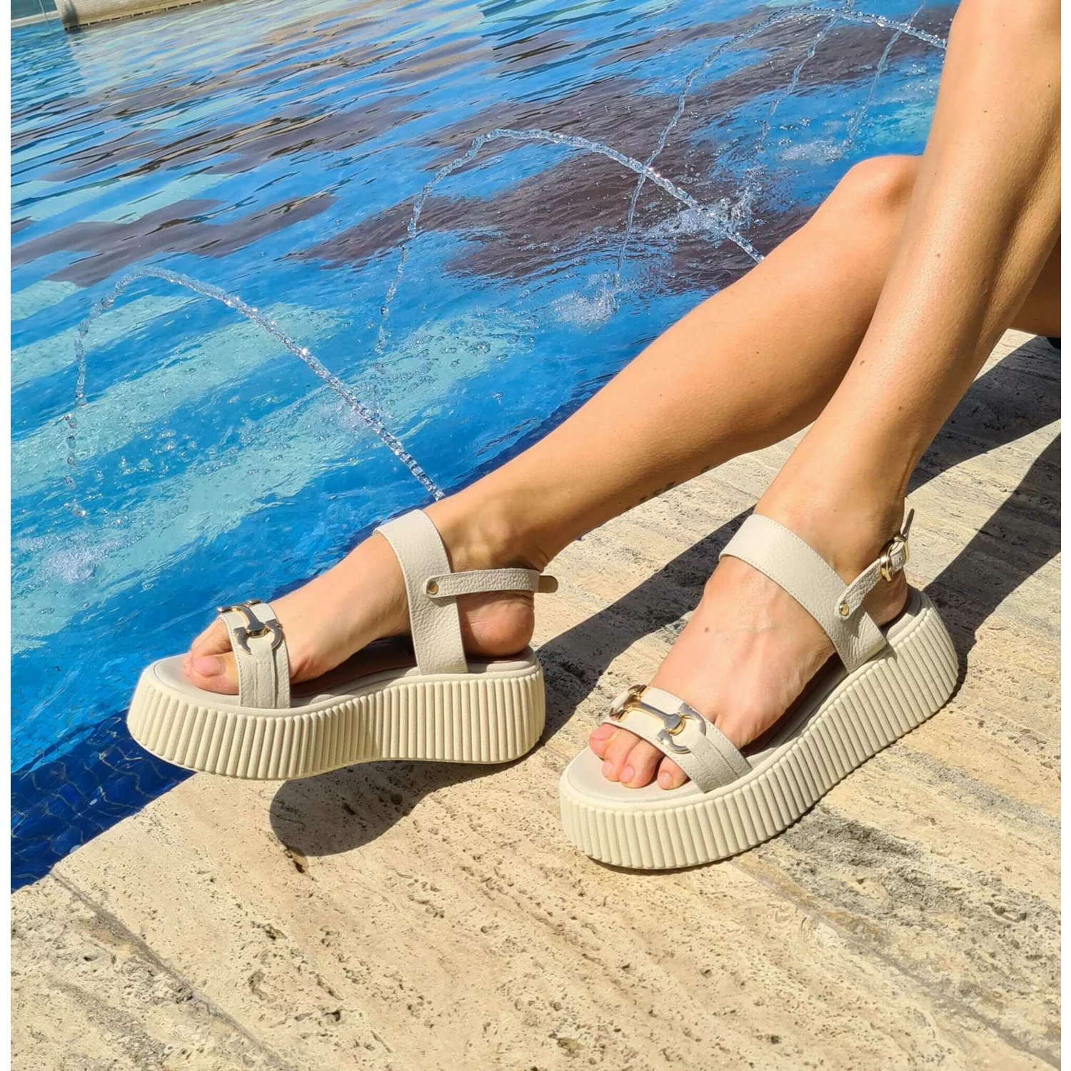 Sandale dama Piele Naturala Bej Sea