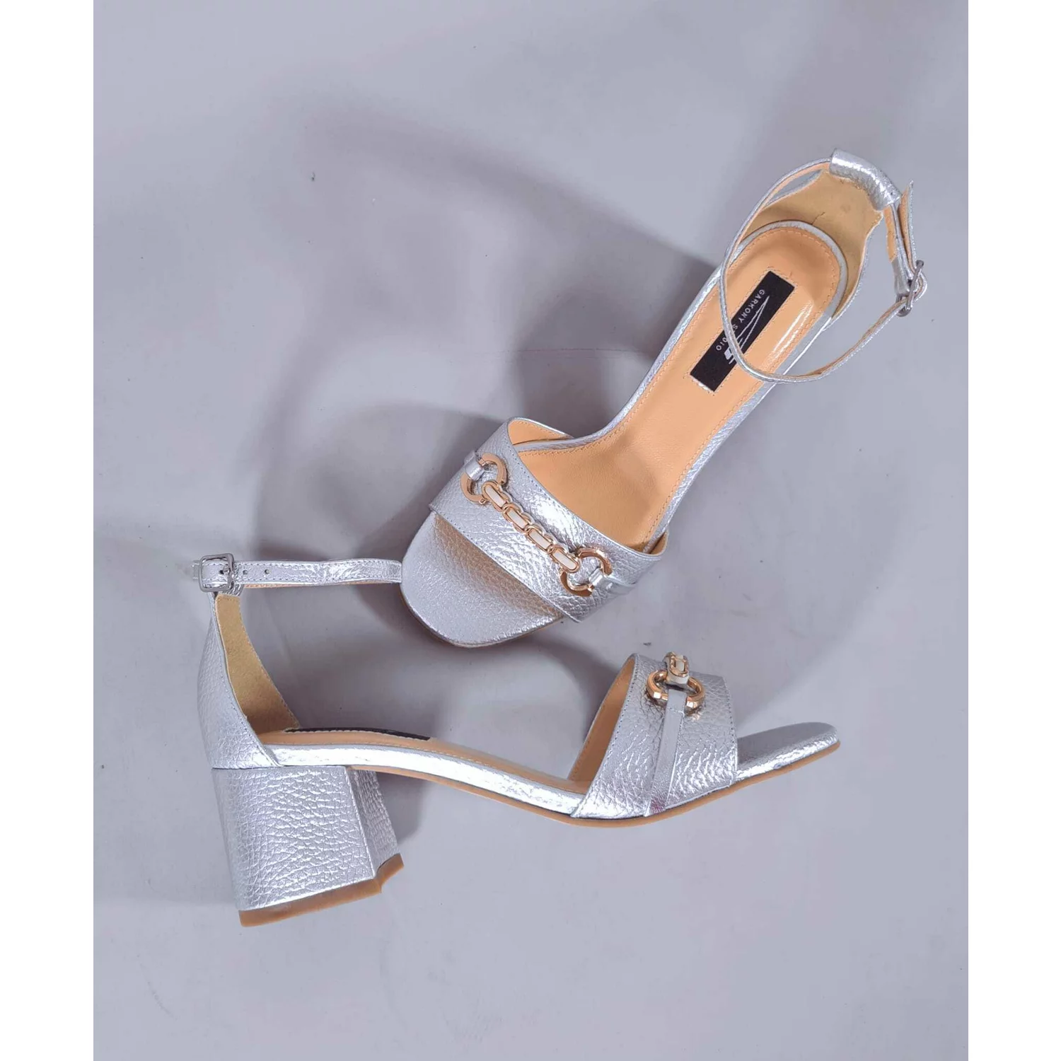 Sandale dama PIele Naturala Argintie cu accesorii Yarina