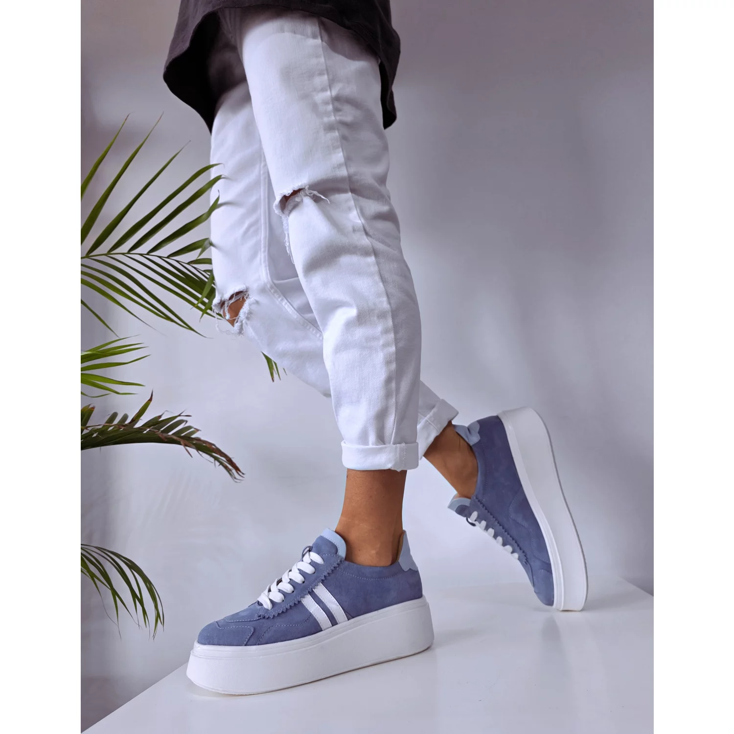 Pantofi casual Piele Naturala velur Blue Danzy