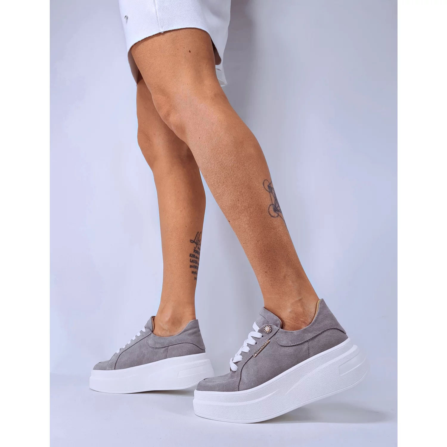 Pantofi casual Piele Naturala Gri Barni