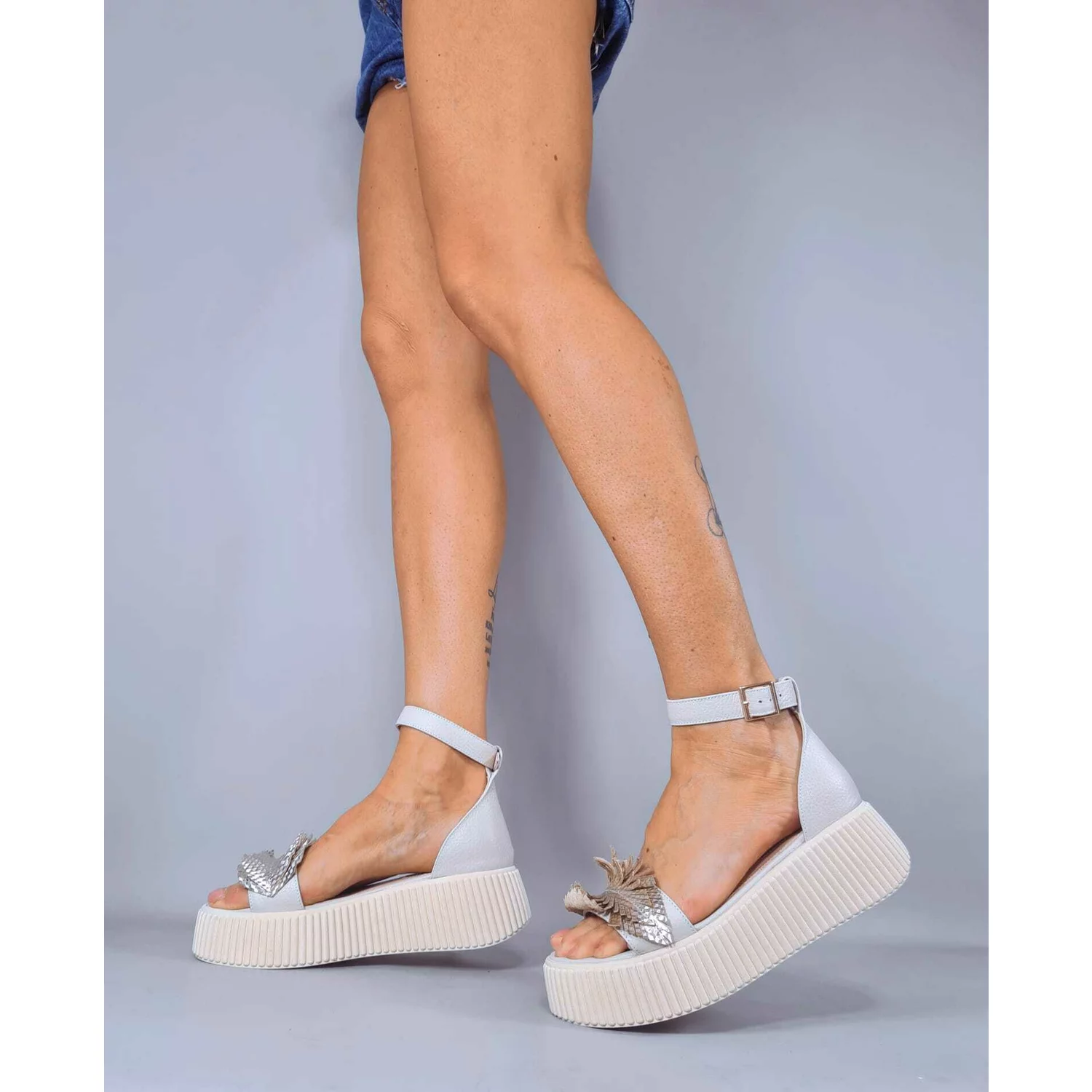 Sandale dama Piele Naturala Bej Palmira