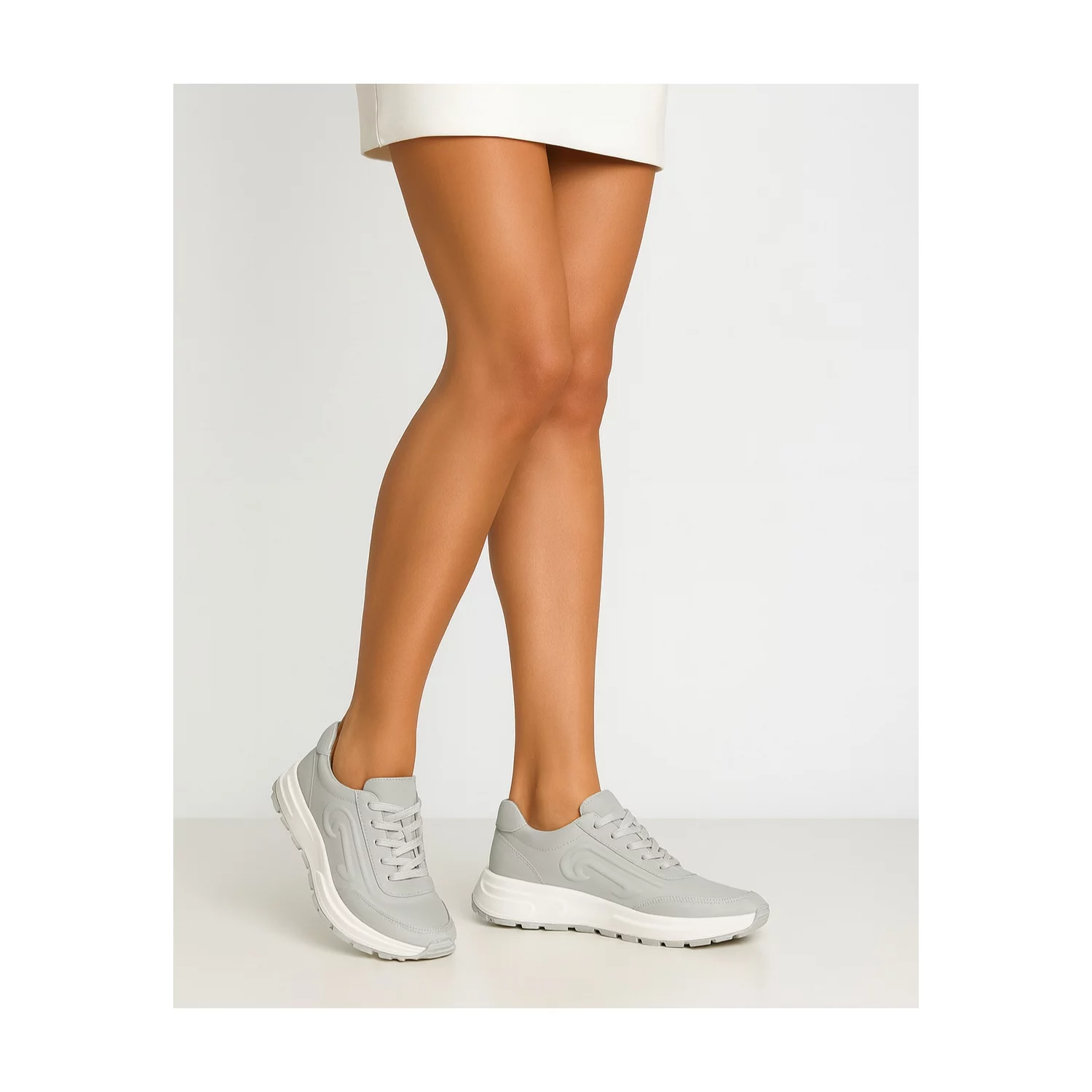 Pantofi casual Piele Naturala Gri light Ally