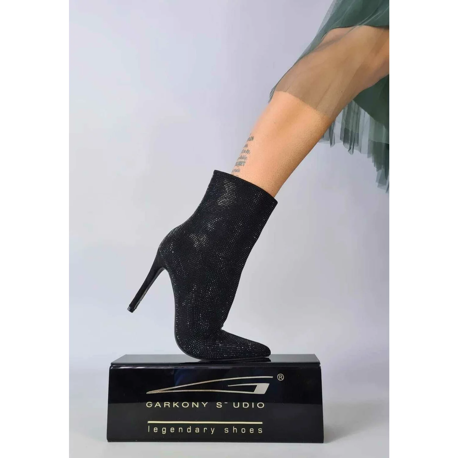 Botine dama Negre cu sclipici Velia