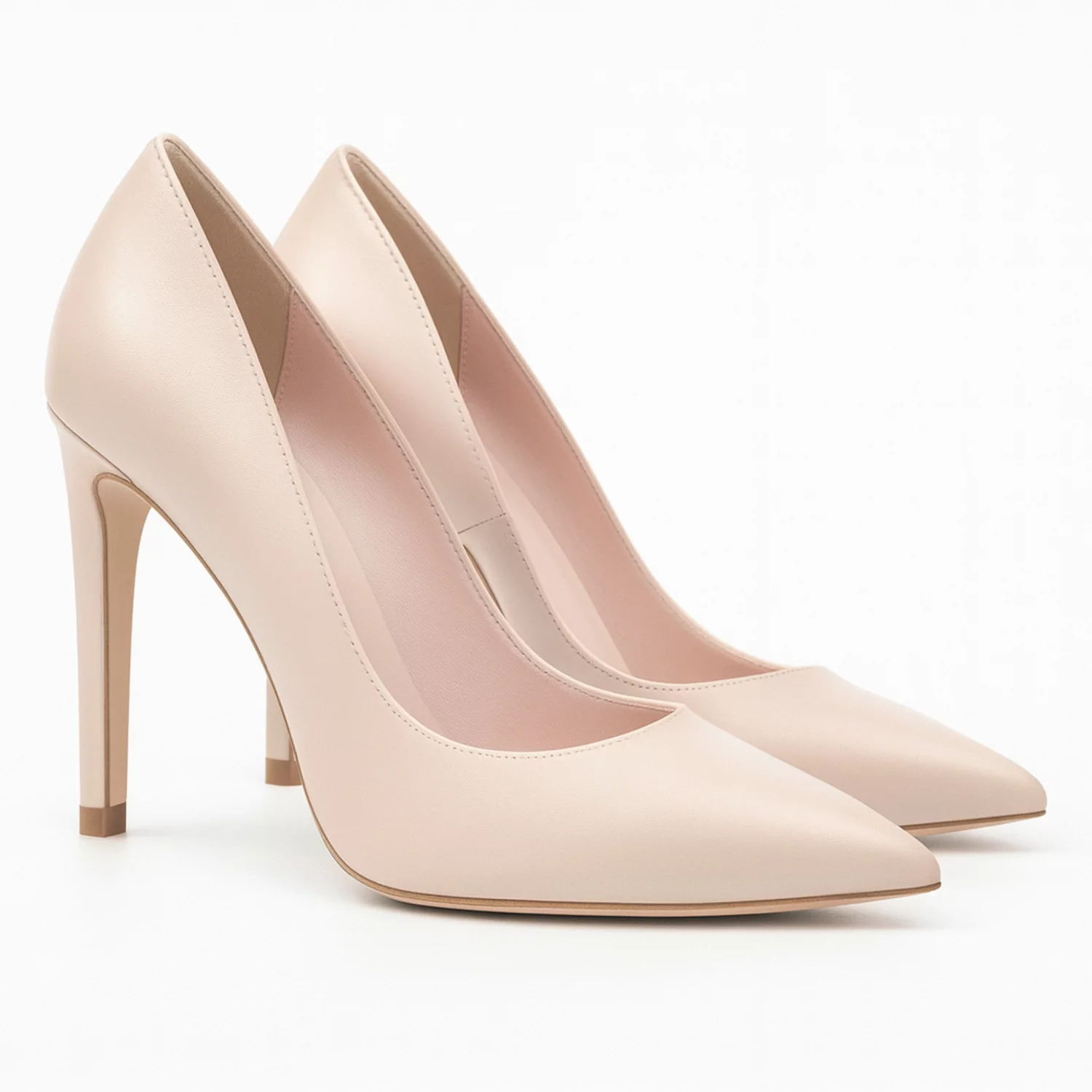 Pantofi stiletto trend piele roz pudra