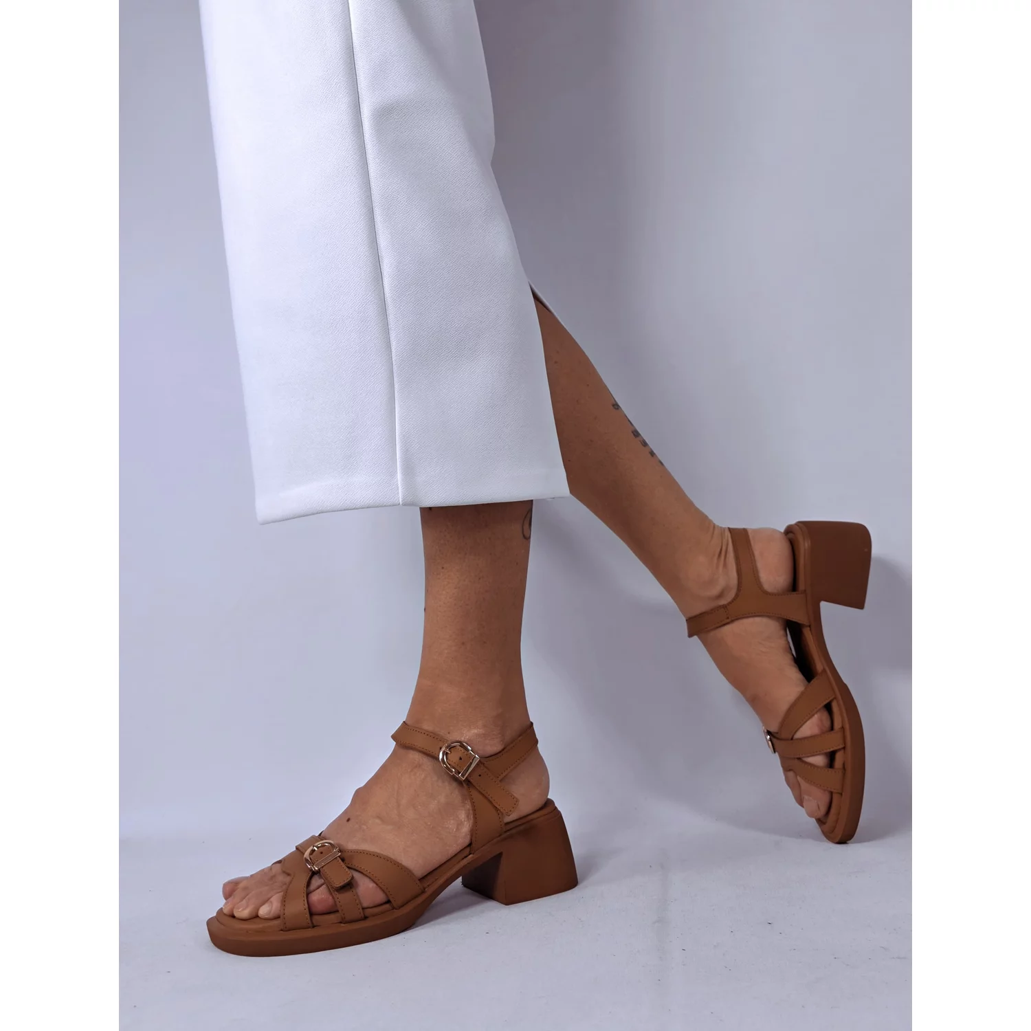 Sandale dama Piele Naturala Coniac Larissa