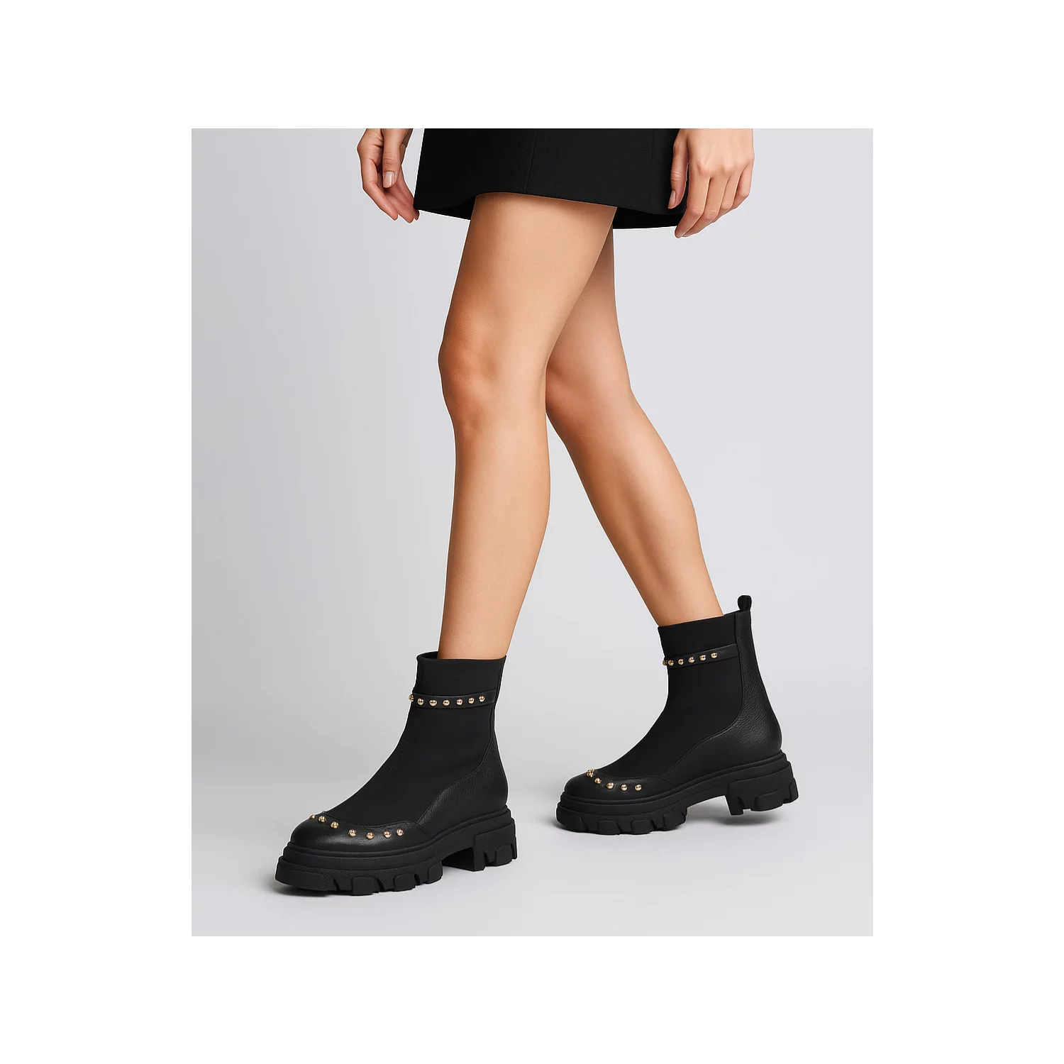 Ghete dama Piele Naturala Negre Yumi