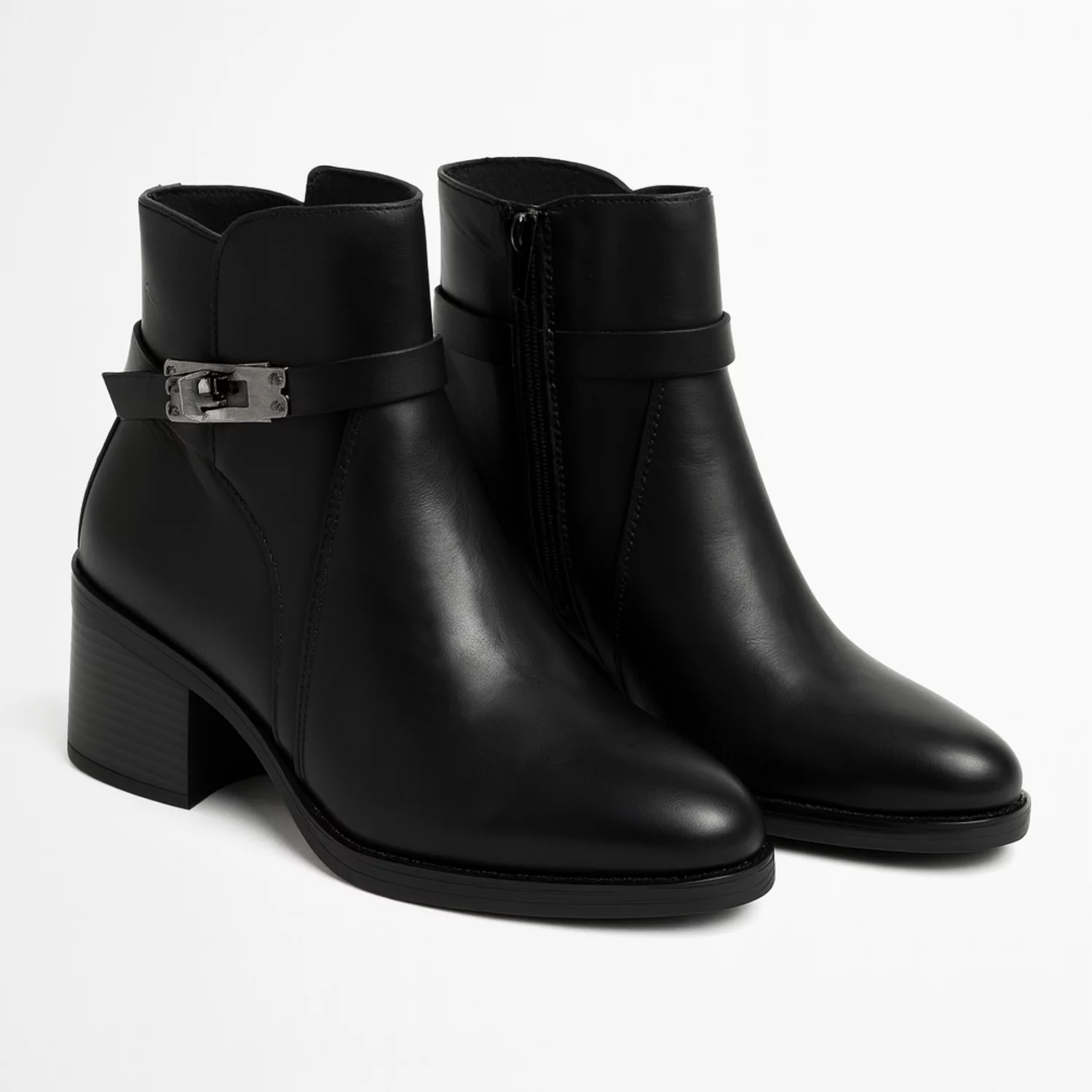 Botine dama din Piele Naturala Negre Devon