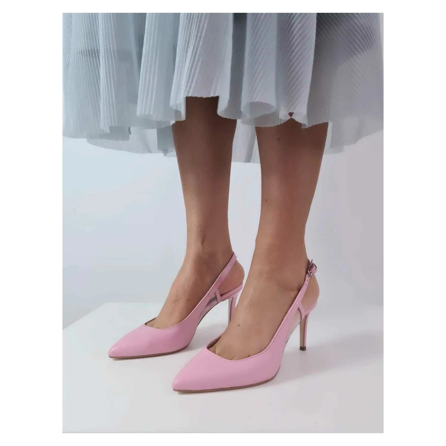 Pantofi stiletto Piele Naturala roz Sandy