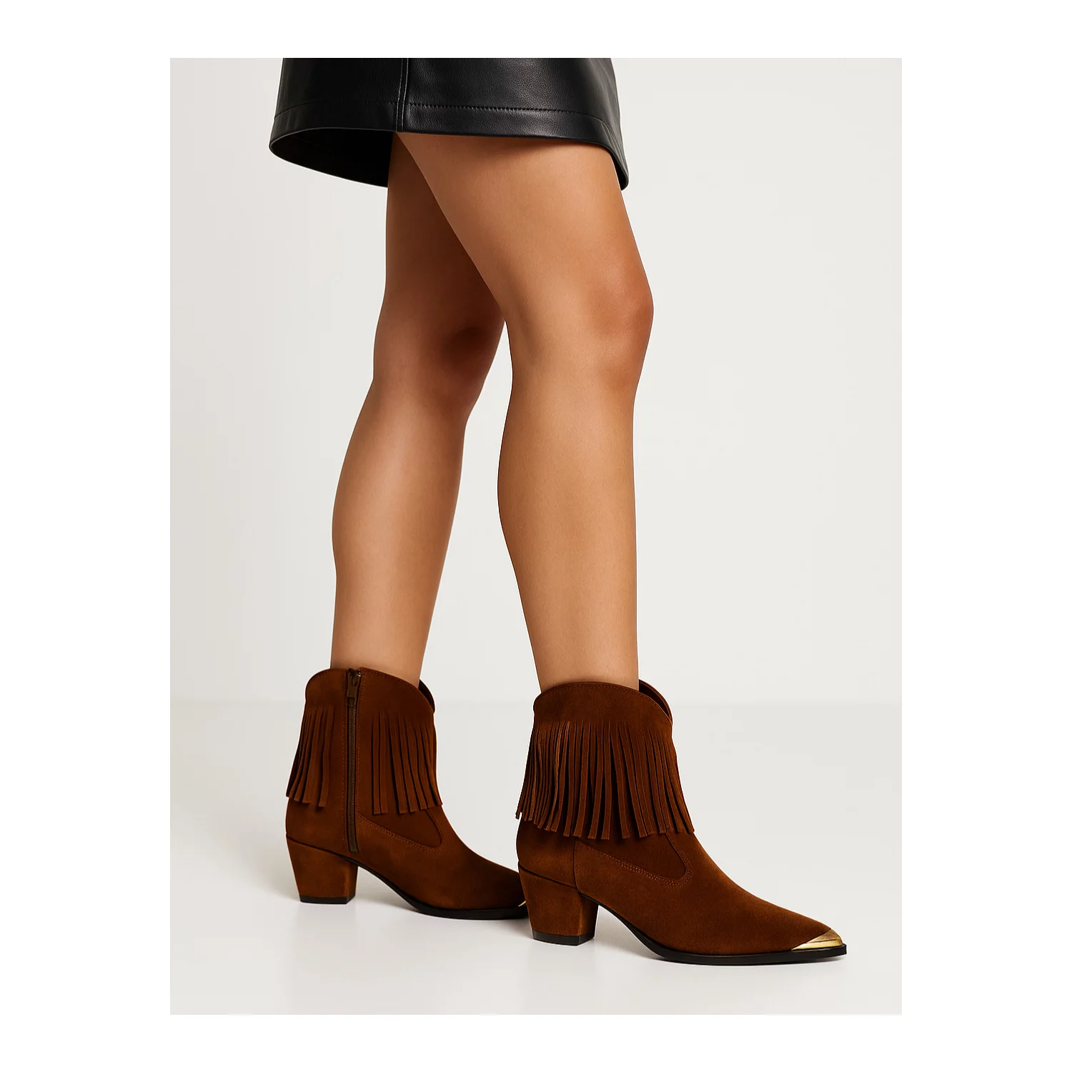 Ciocate Piele Naturala Maro cu franjuri Pony