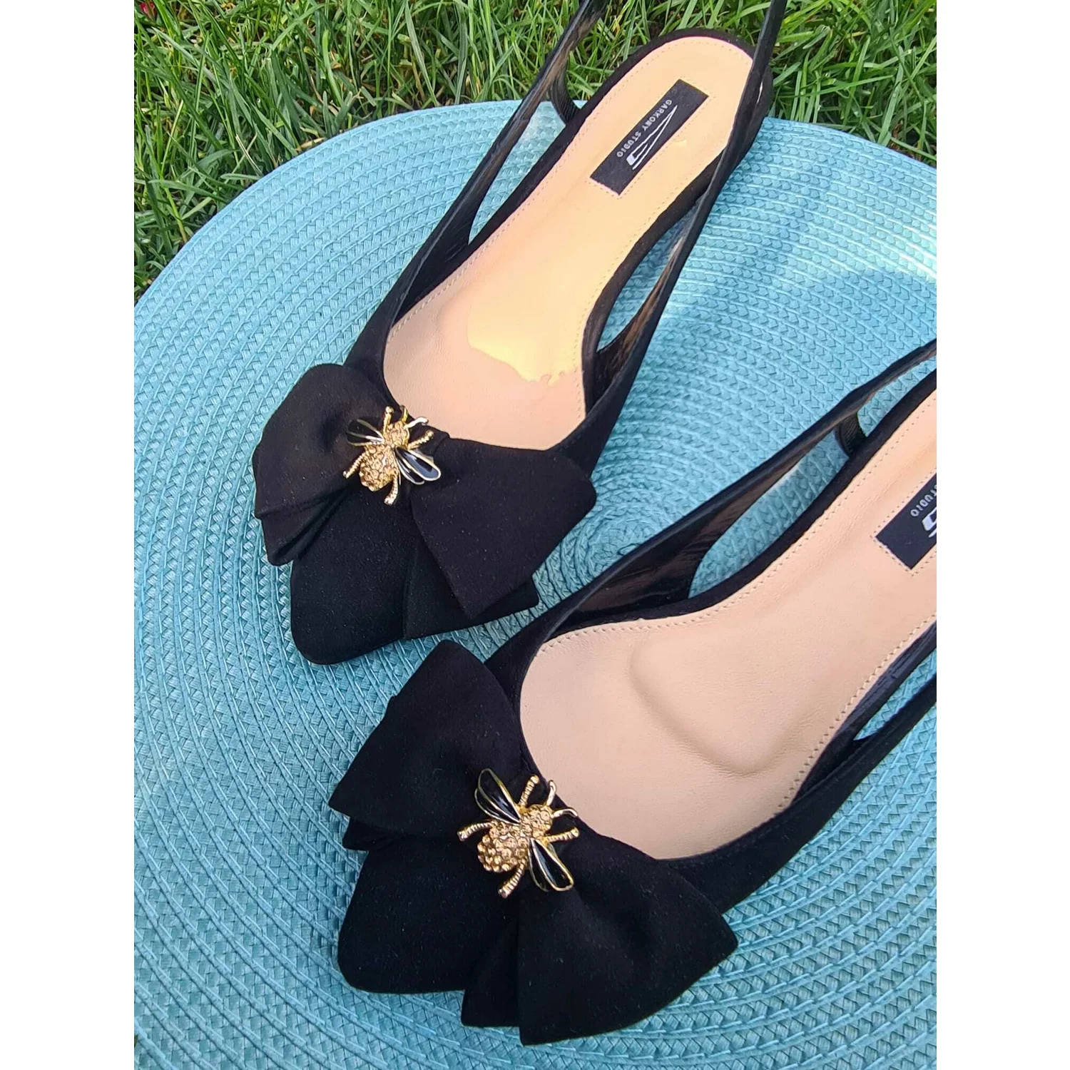 Balerini Piele Naturala Negri cu funda si accesoriu Bee