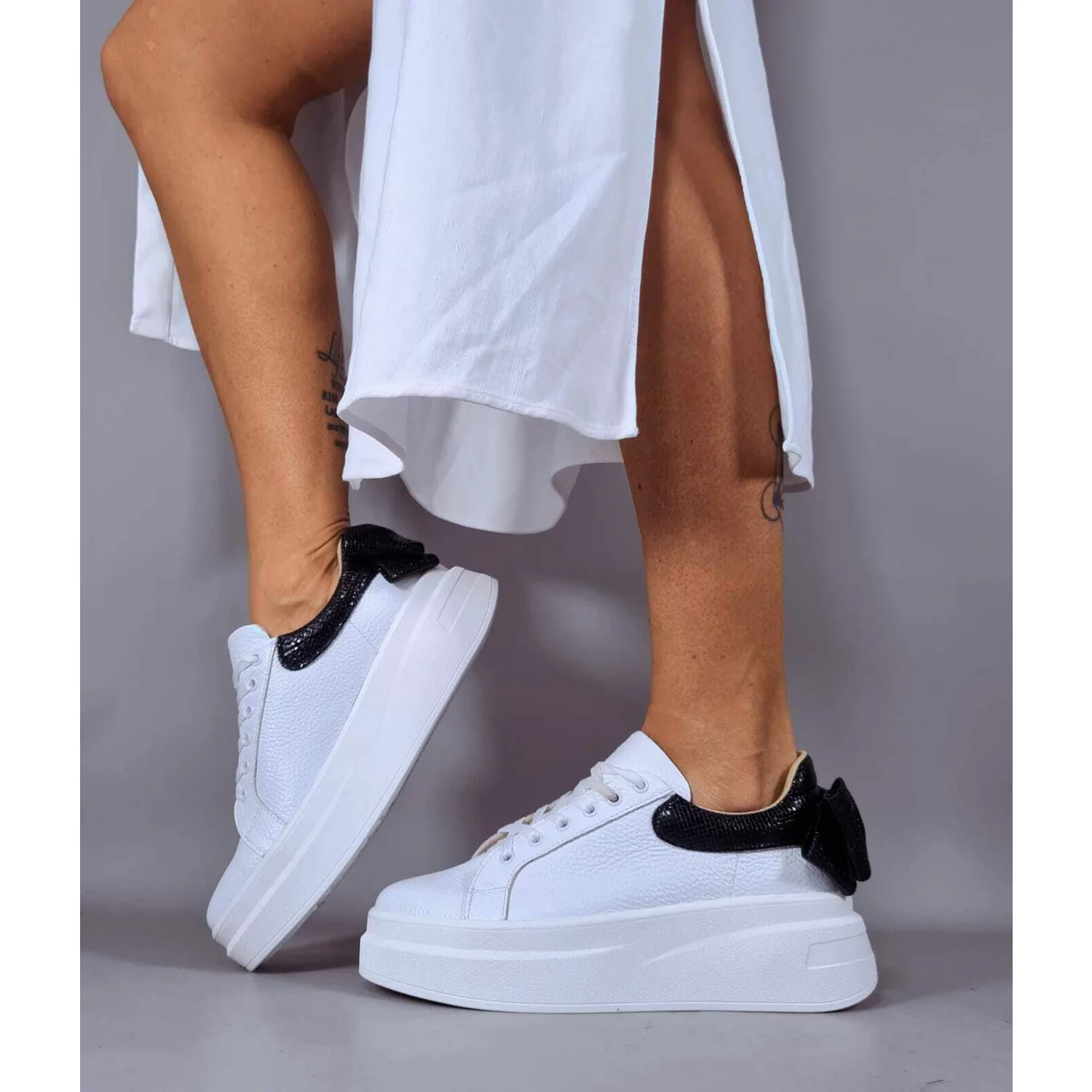 Pantofi casual Piele Naturala Abi cu Negru Bow