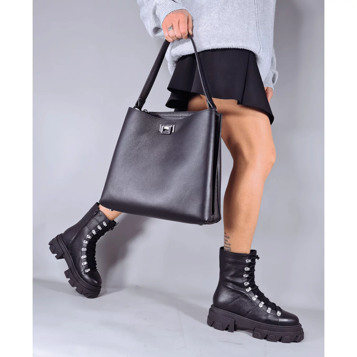 Geanta dama Piele Naturala Neagra Anais