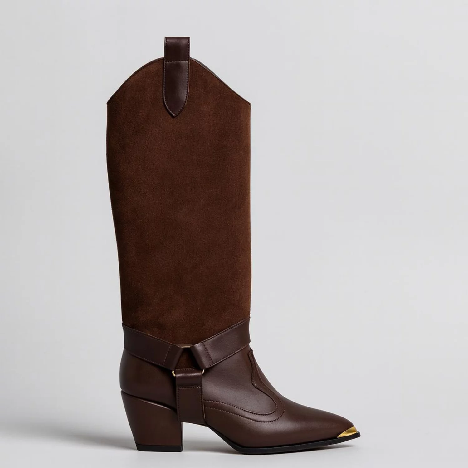 Cizme cu carambi detasabili Piele Naturala Maro ciocolata Jinx