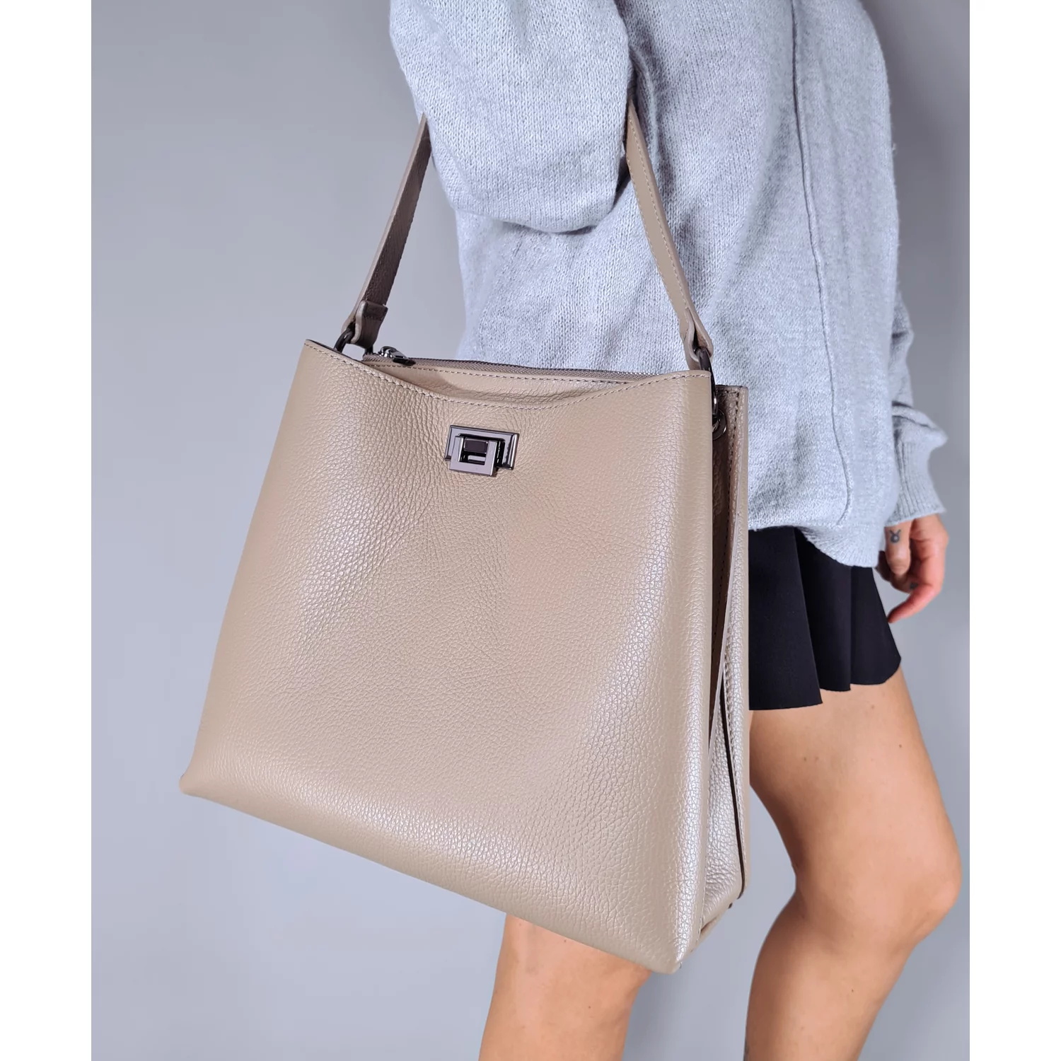 Geanta dama Piele Naturala Bej latte Anais