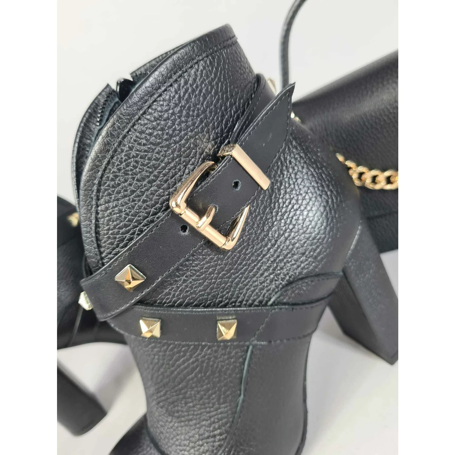 Botine dama Piele Naturala Negre cu catarama G3