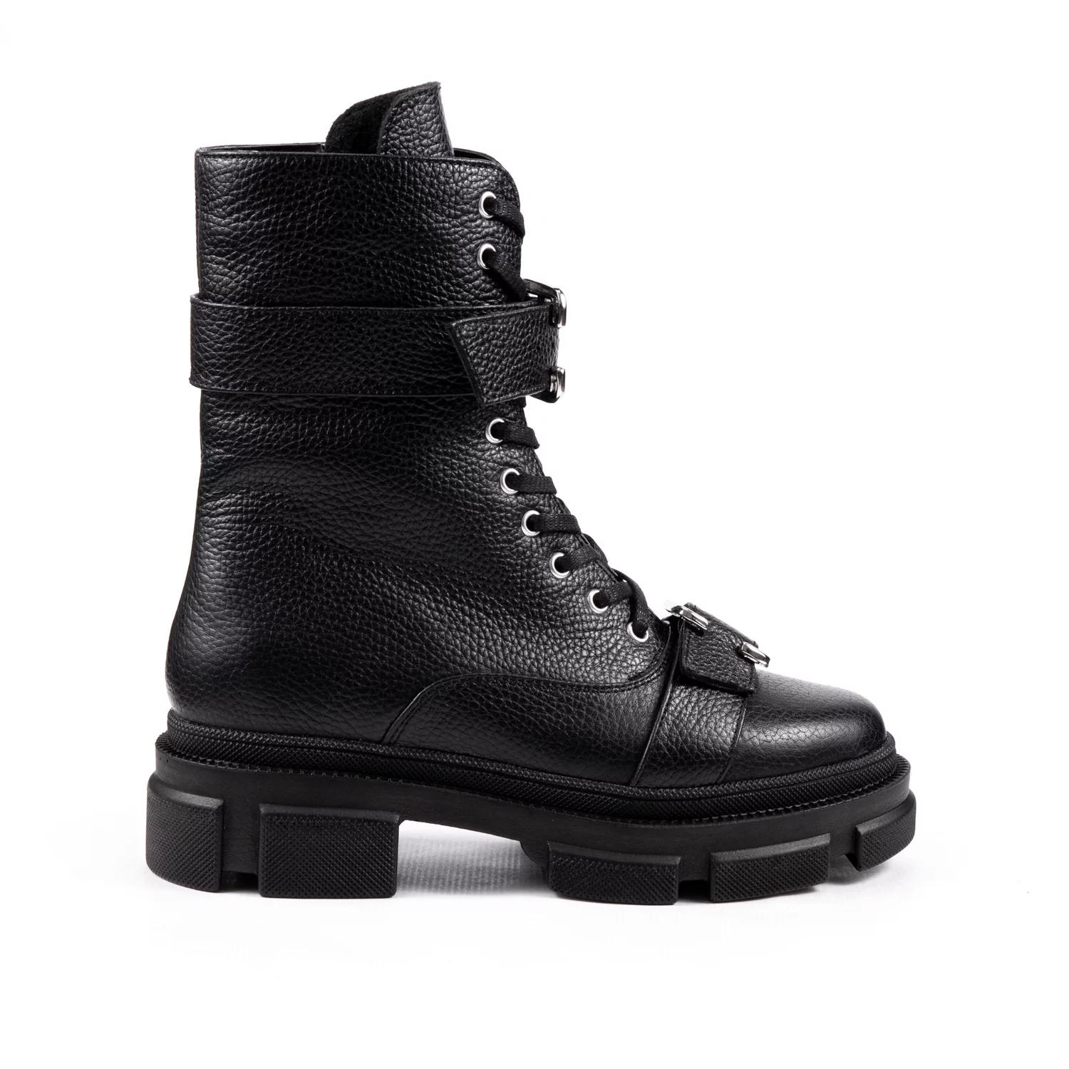 Ghete negre cu catarame din piele naturala Calipso