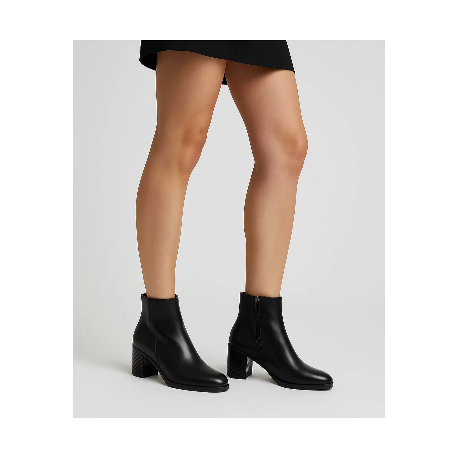 Botine dama din Piele Naturala Negre Valeria