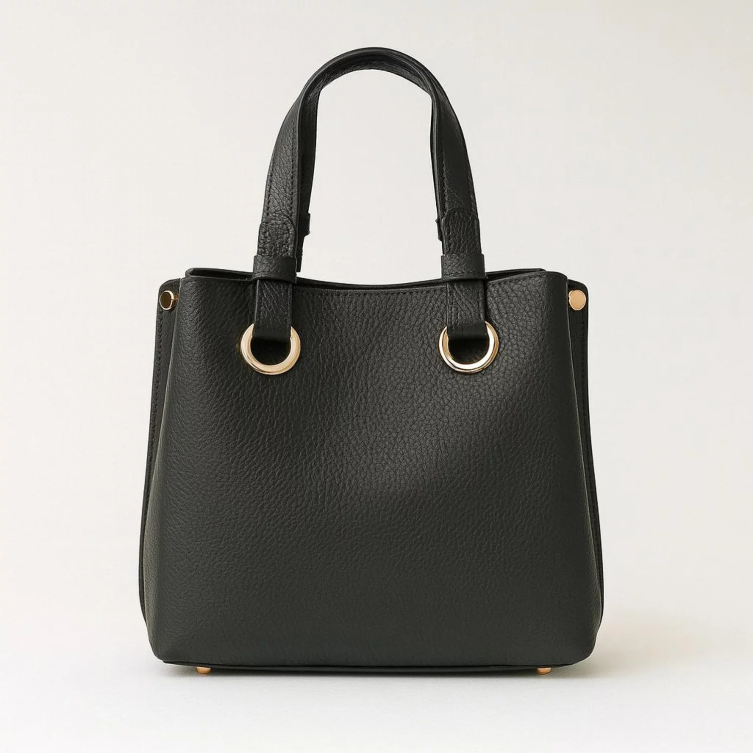 Geanta medie dama Piele Naturala Neagra Lisa