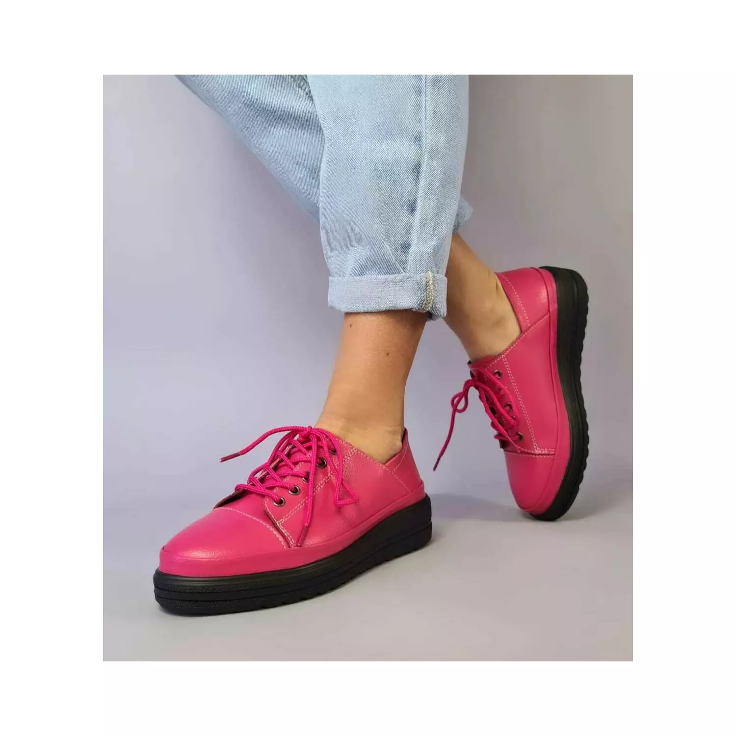 Pantofi casual Piele Naturala fuxia Valco