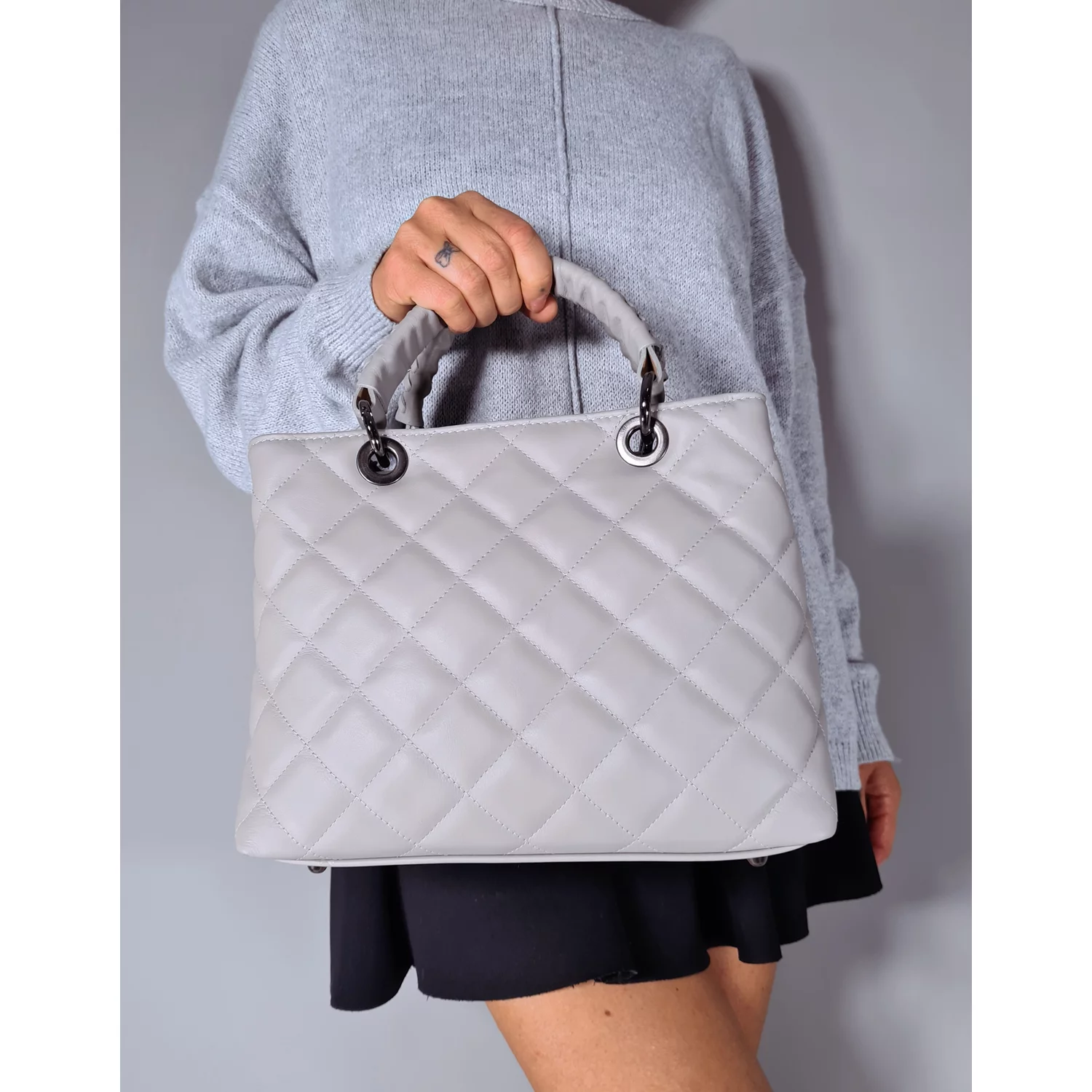 Geanta dama Piele Naturala Gri Zeta