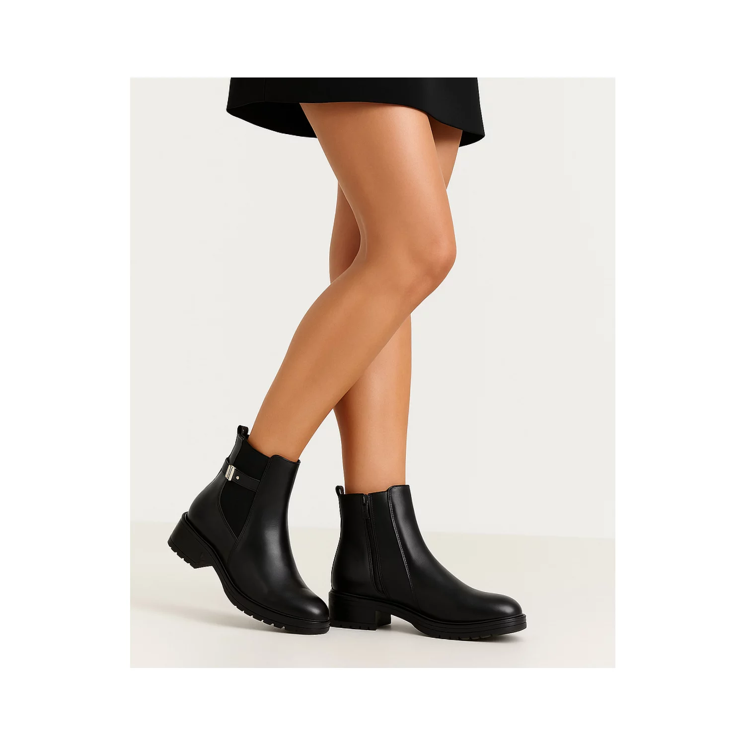 Ghete dama din Piele Naturala Negre Denisa