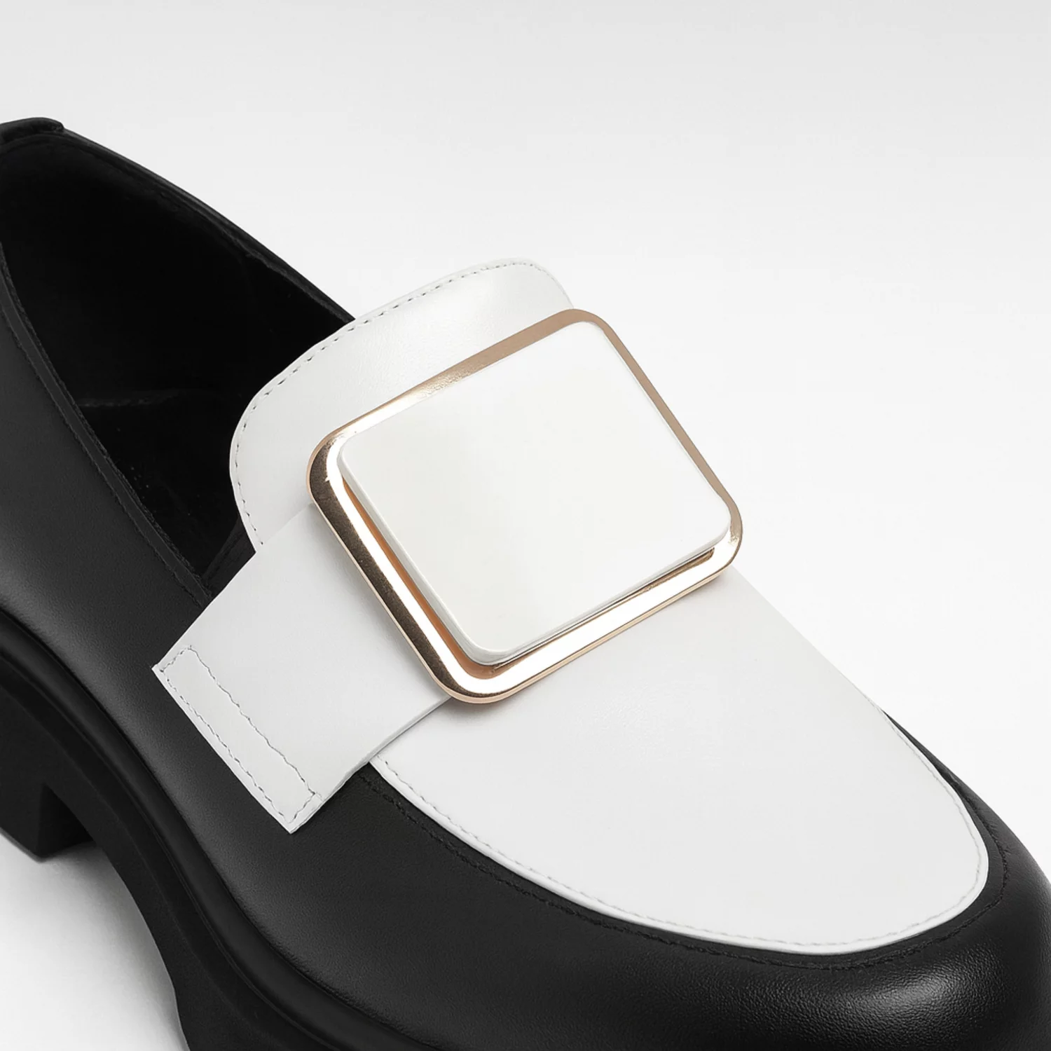 Pantofi casual Piele Naturala Negri cu Alb Lotus