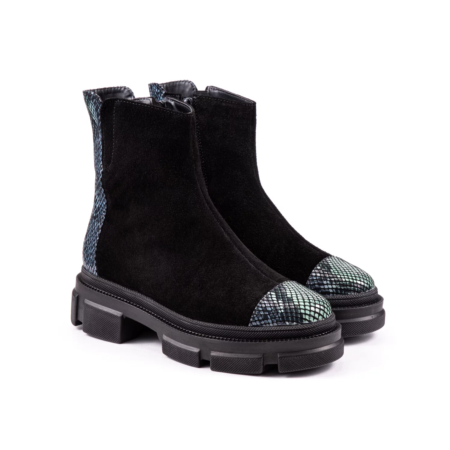 Ghete Piele Naturala velur negru Boston