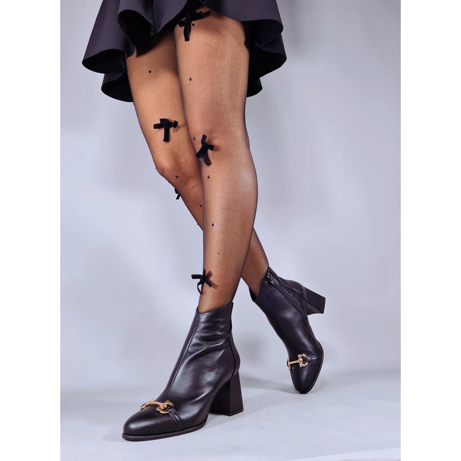 Ghete Piele Naturala Negre Lizy