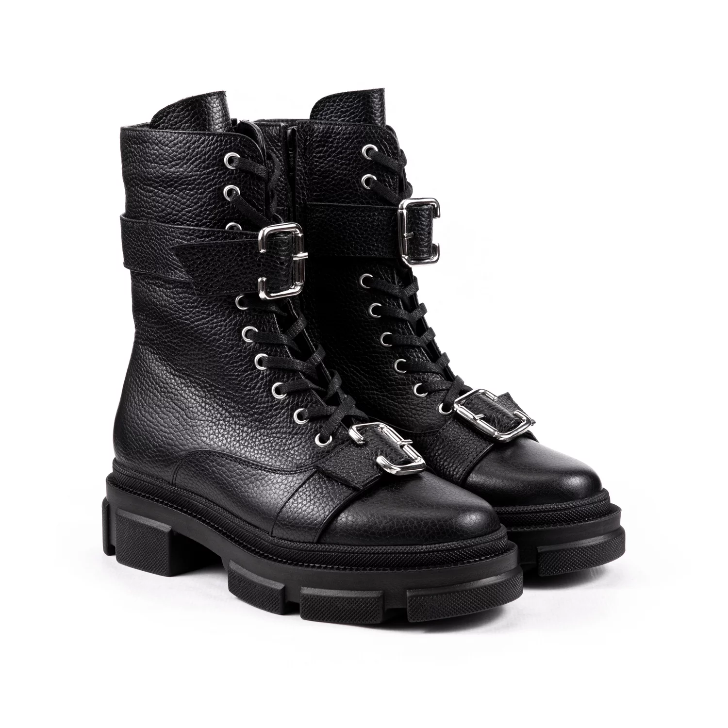 Ghete negre cu catarame din piele naturala Calipso