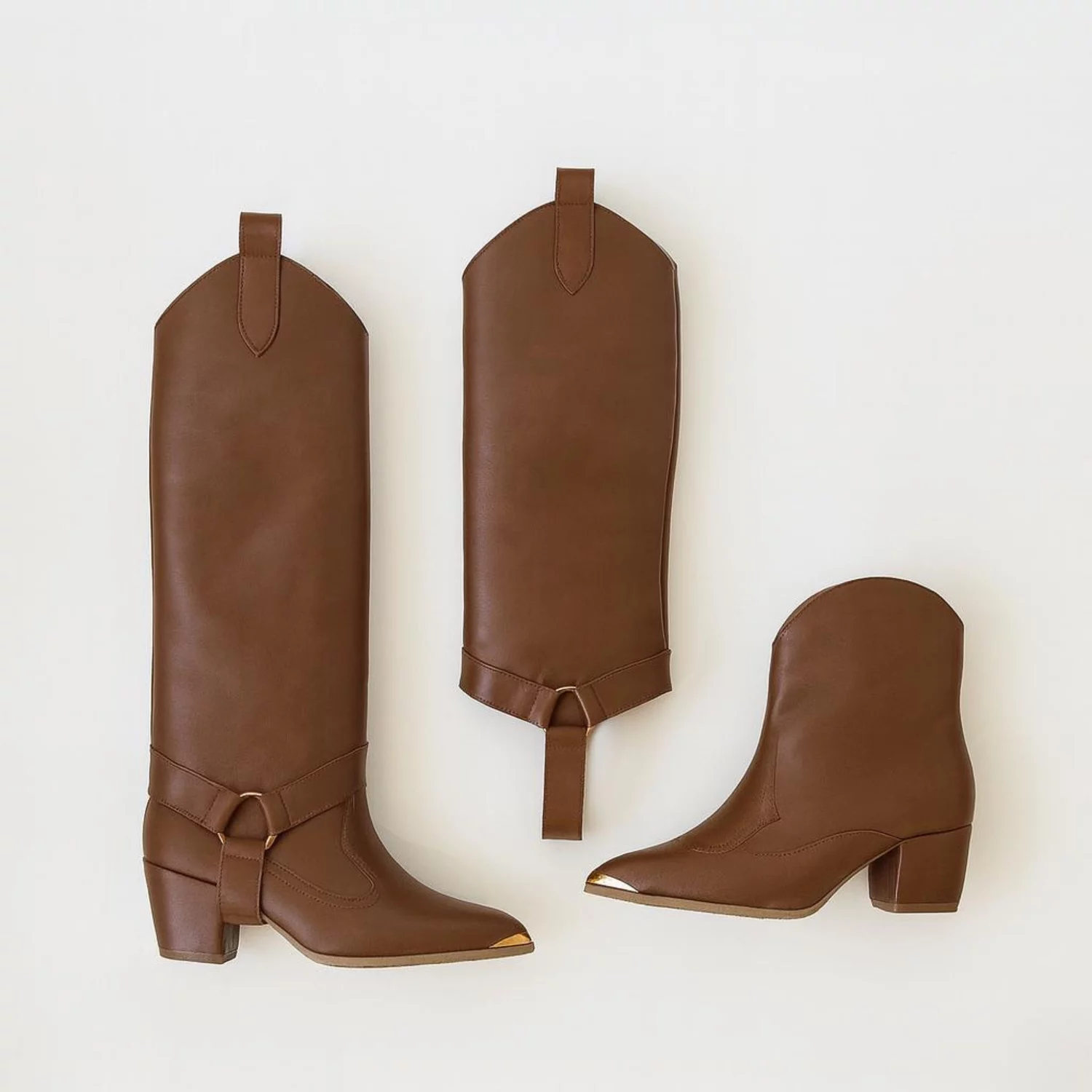 Cizme cu carambi detasabili Piele Naturala Maro Jinx