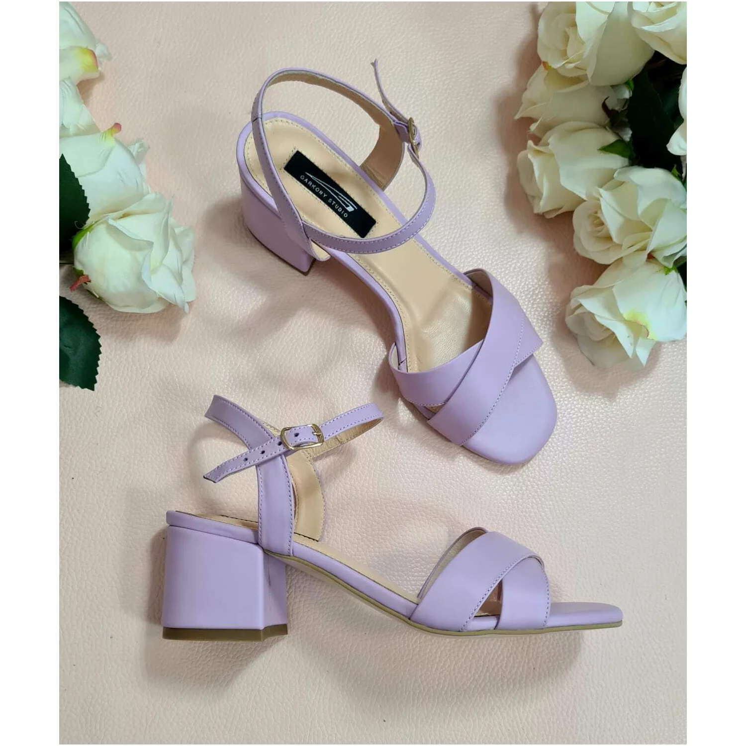 Sandale lila din piele naturala Liv