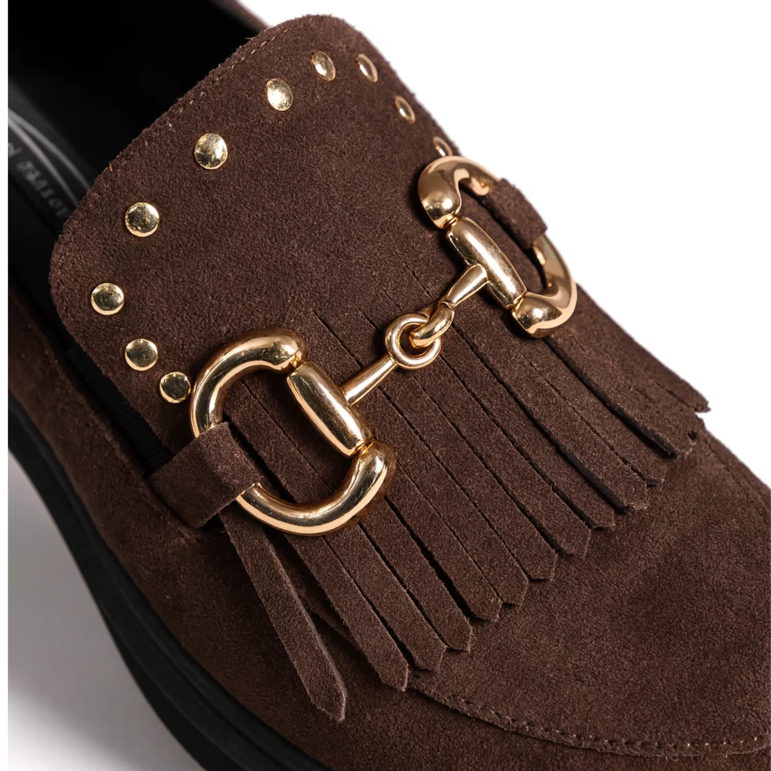 Pantofi casual dama Piele Naturala velur Maro ciocolata cu franjuri Glory