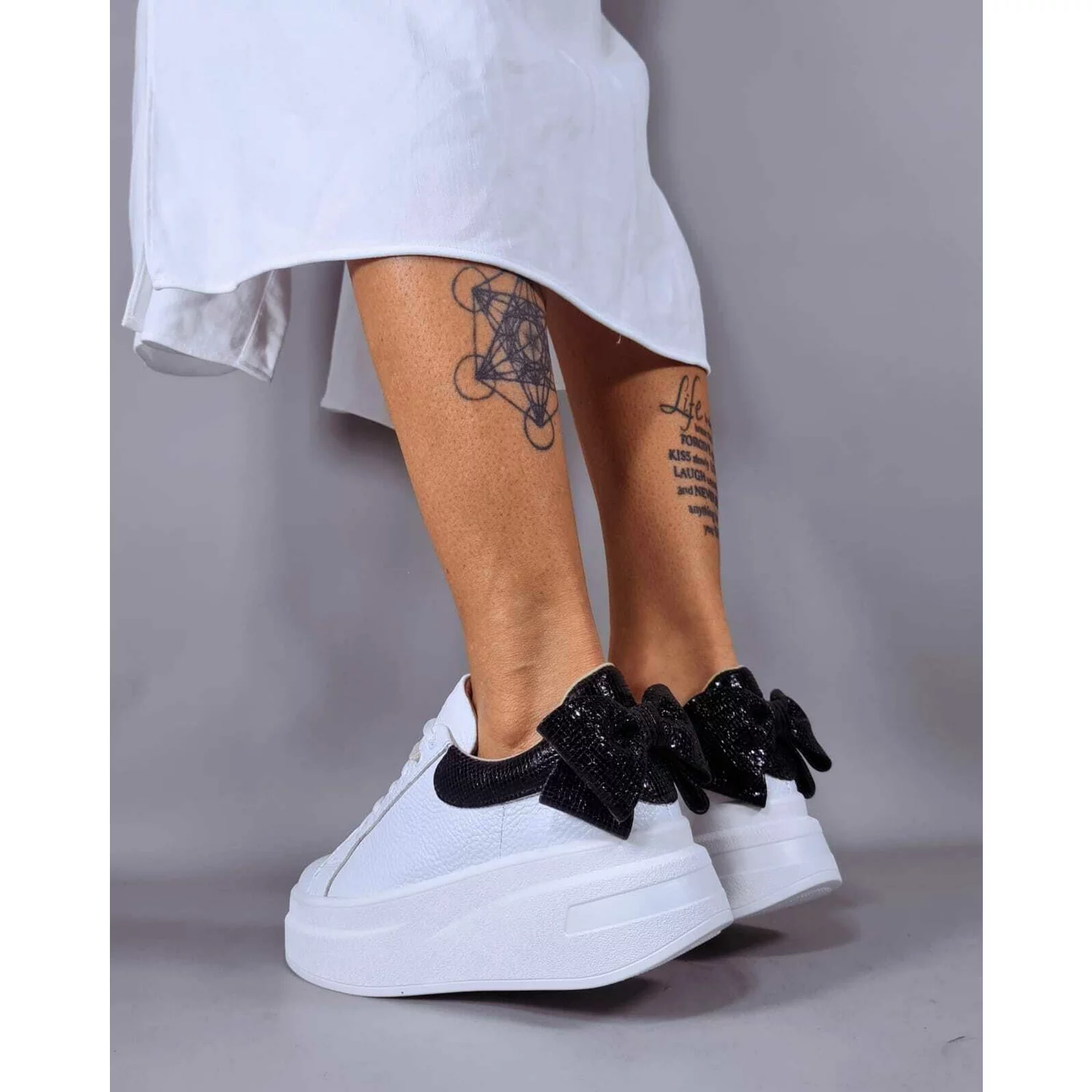 Pantofi casual Piele Naturala Abi cu Negru Bow