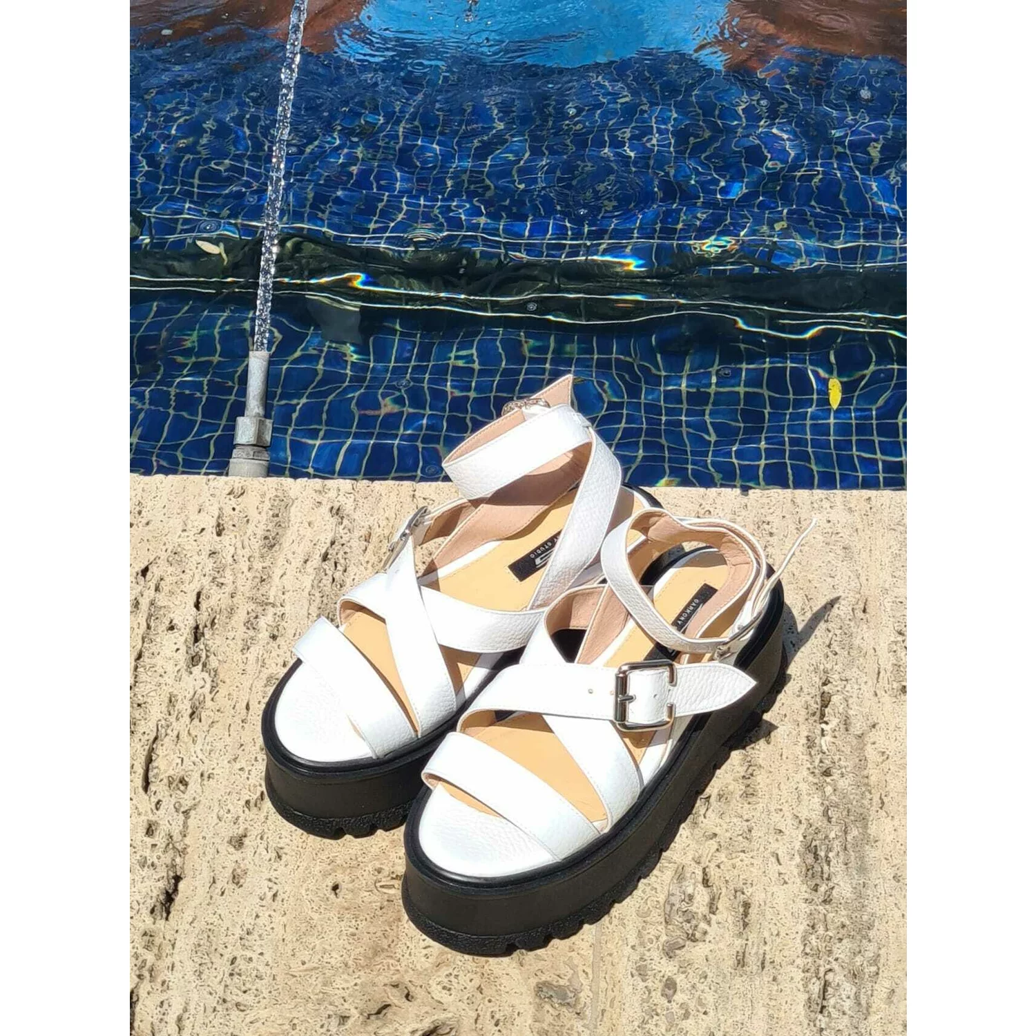 Sandale dama Piele Naturala Albe Boho