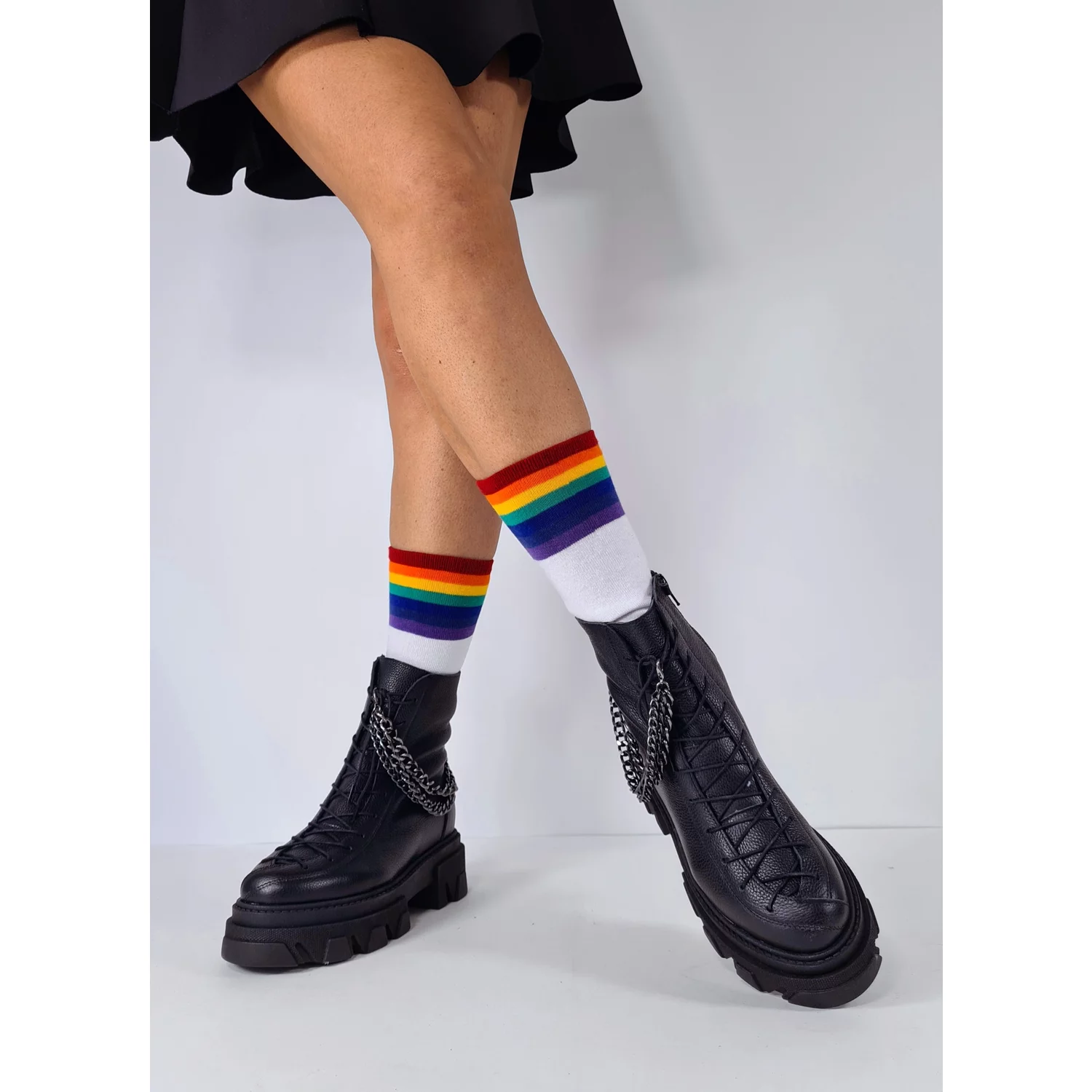 Ghete dama Piele Naturala Negre box cu lant detasabil Joeli