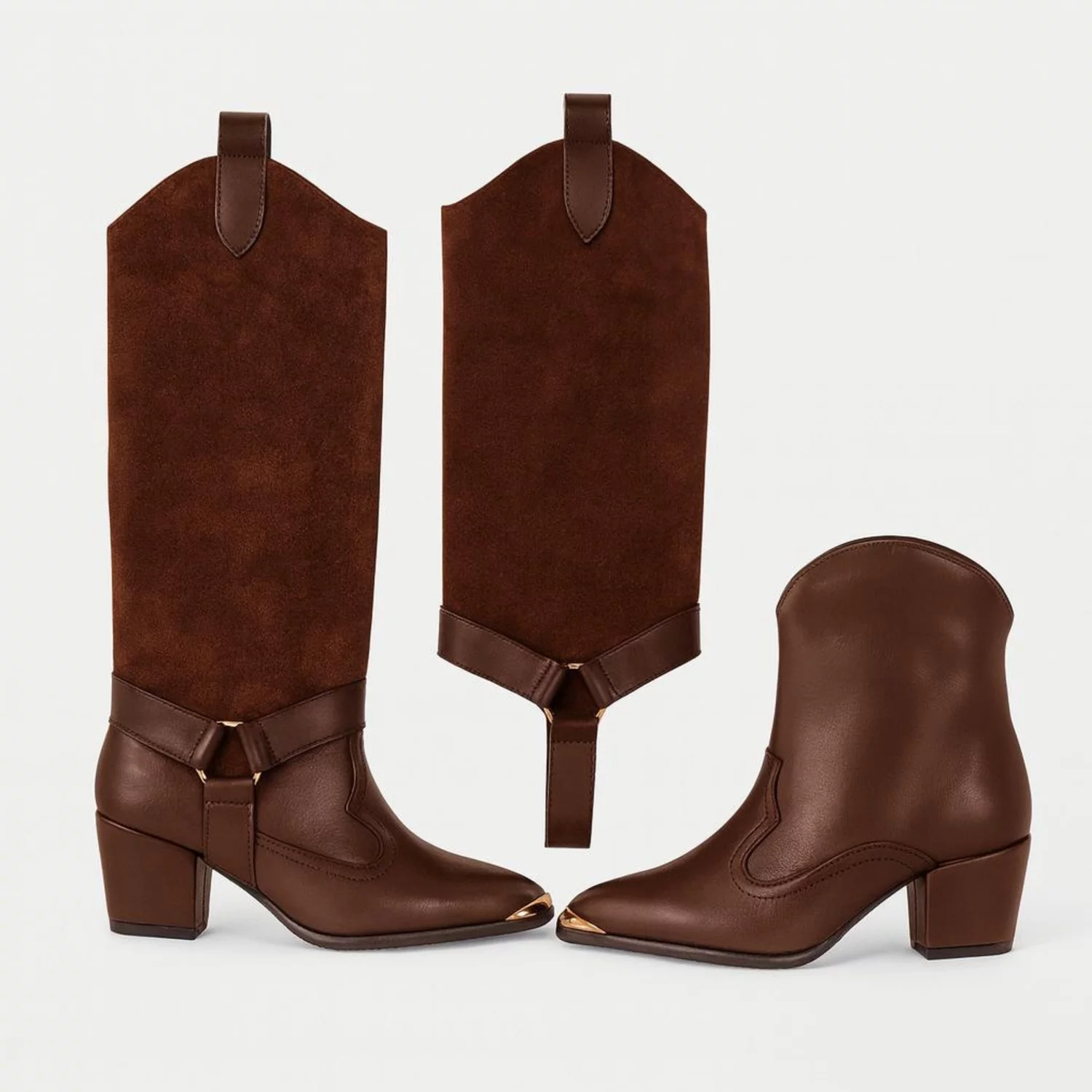 Jampiere detasabile din Piele Naturala Maro ciocolata Jinx