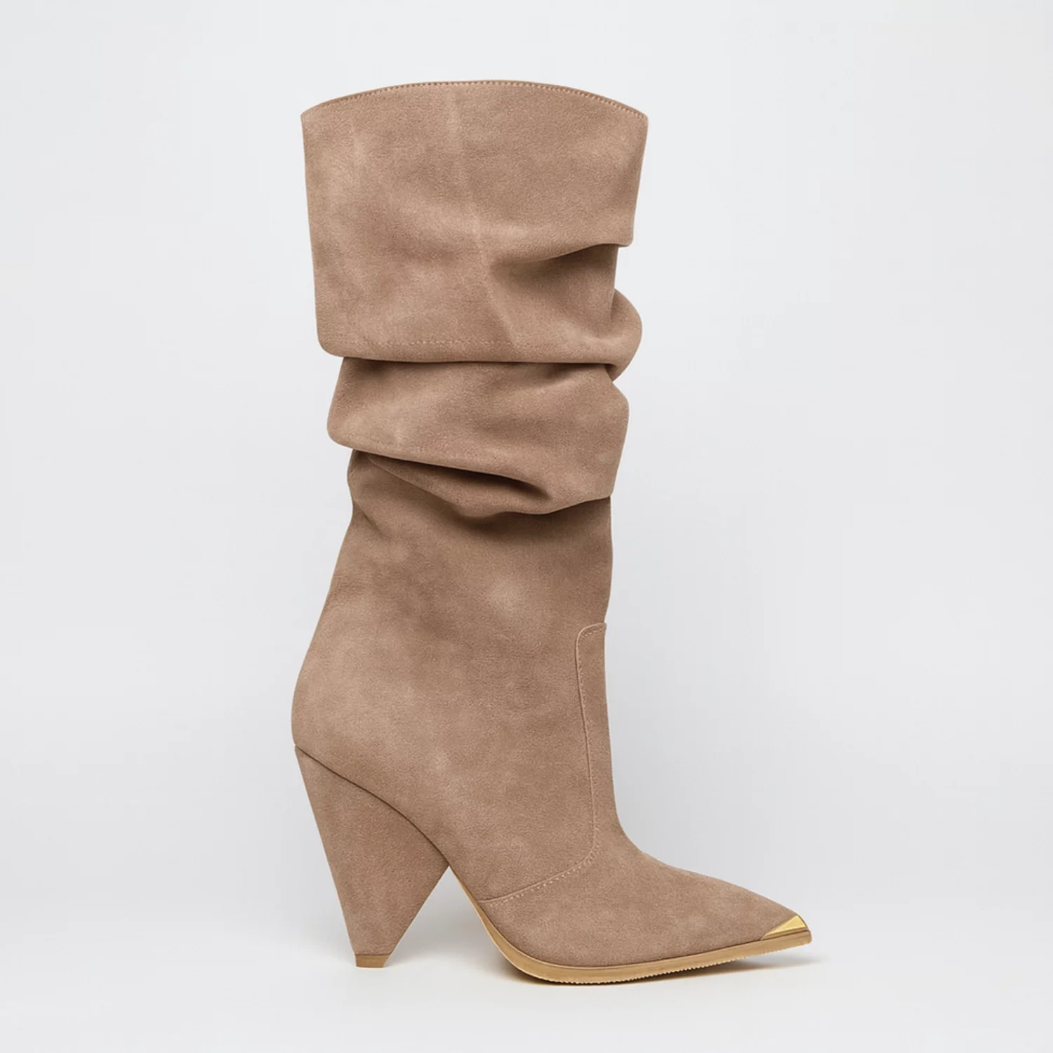 Cizme fronsate Piele Naturala Bej Luxury