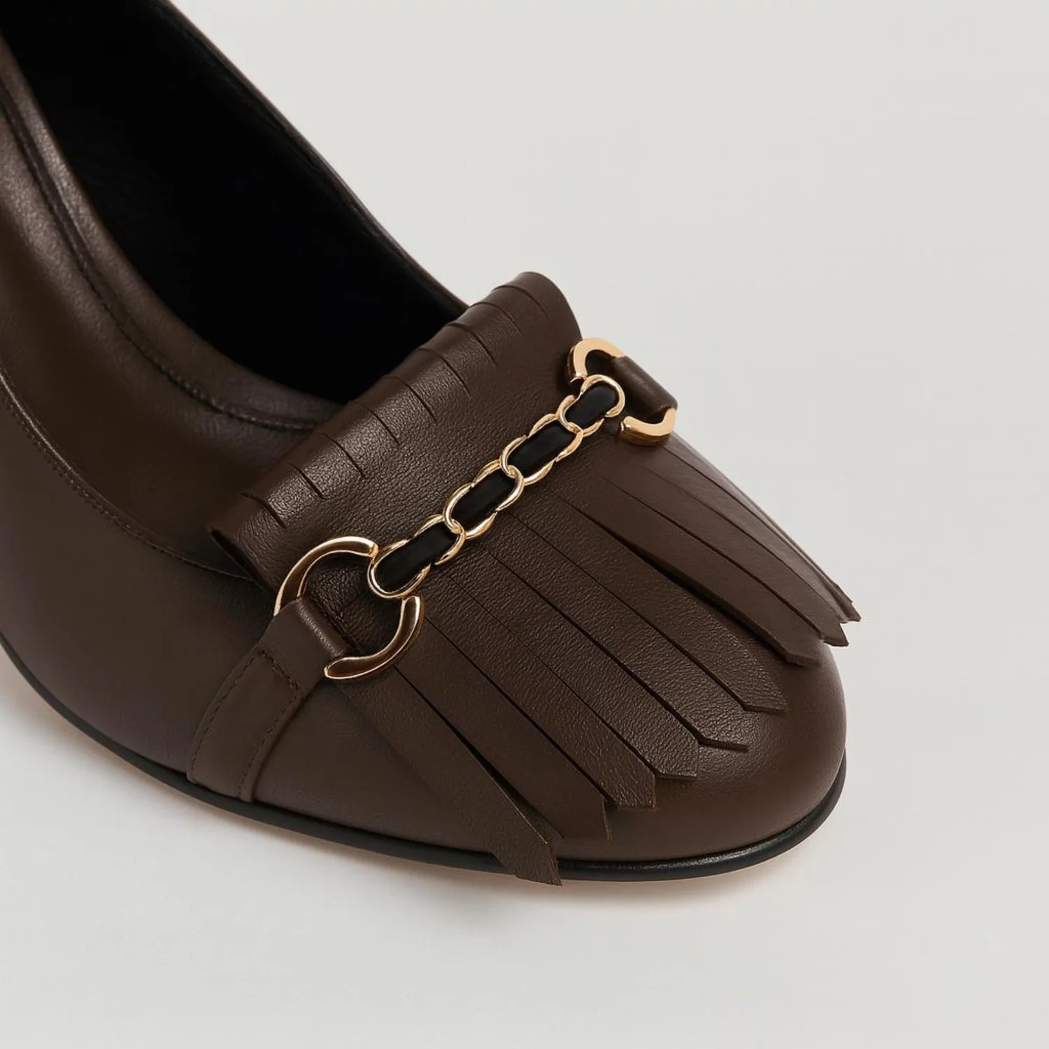 Pantofi dama Piele Naturala Maro ciocolata cu accesorii Tasha